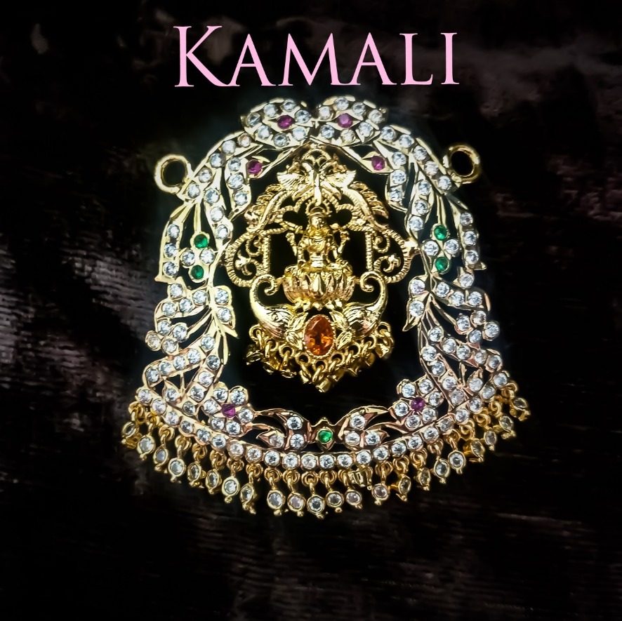 Lakshmi Impon Pendant l CZ Stones l Gold Plated Lakshmi Dollar l KM 9944116790 