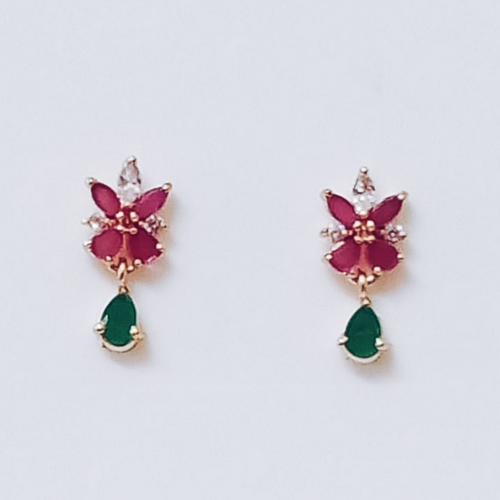 Ruby Emerald CZ Stone Stud