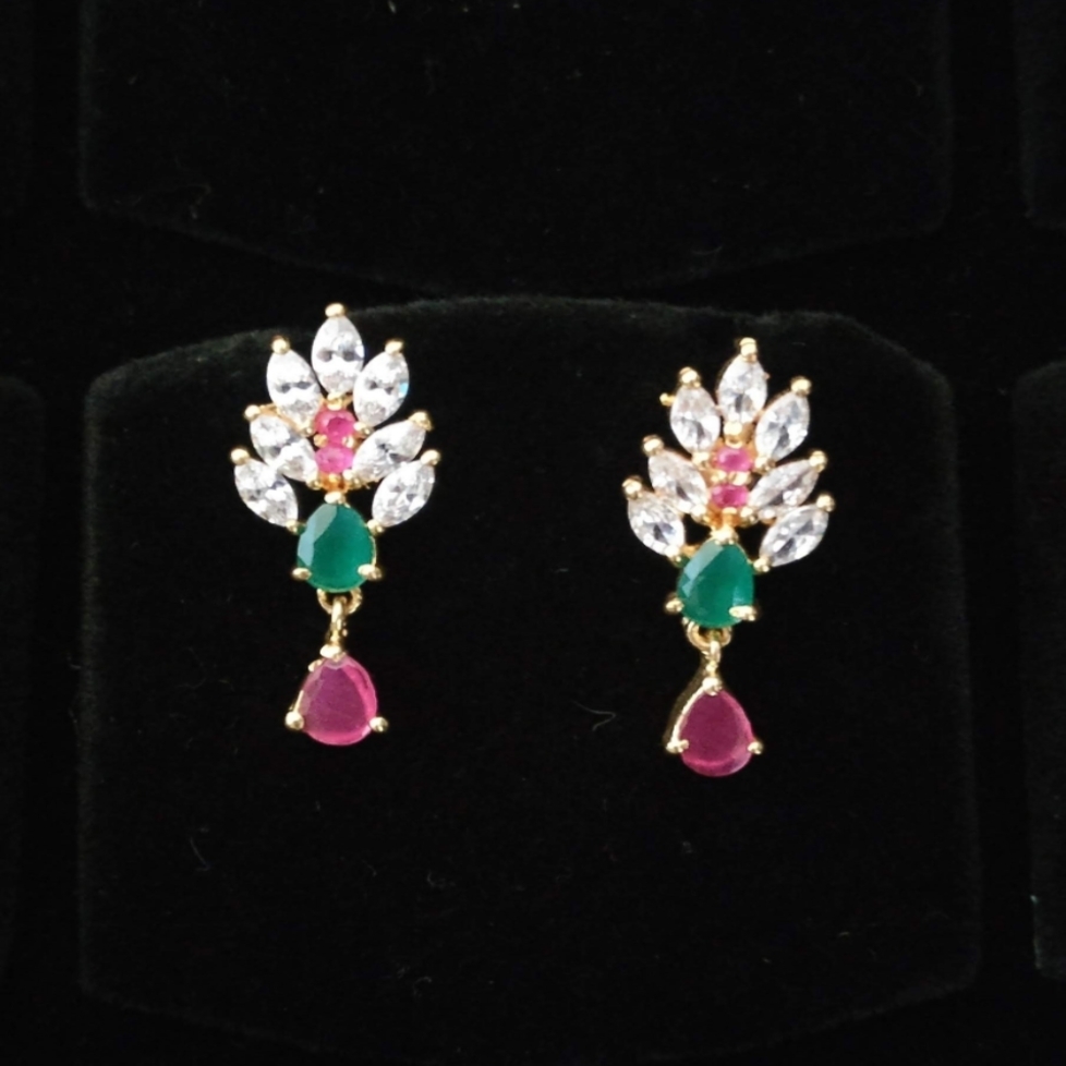 CZ Emerald Ruby Stone Stud for Women and Children 