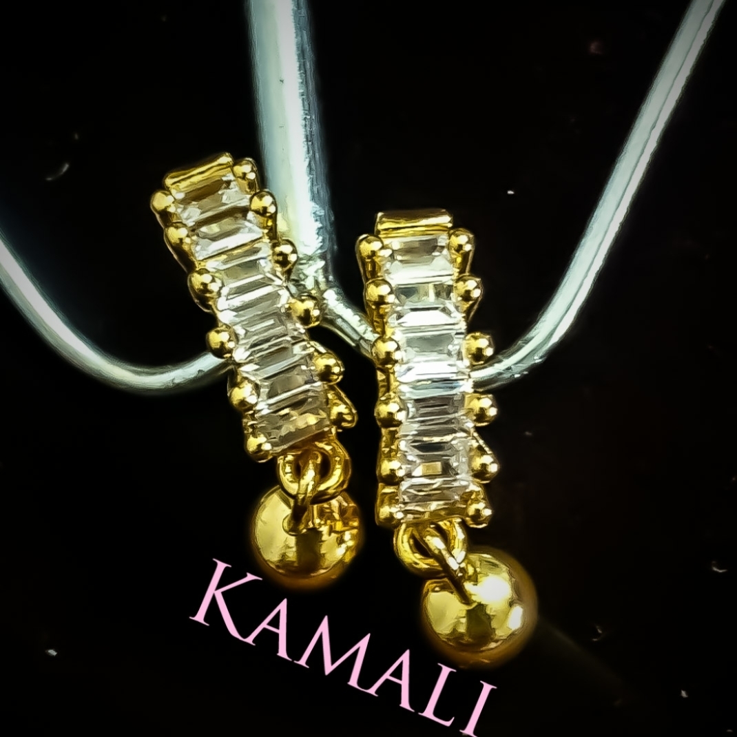 White Stone Earrings l 1gm Plated I Artificial Gold 