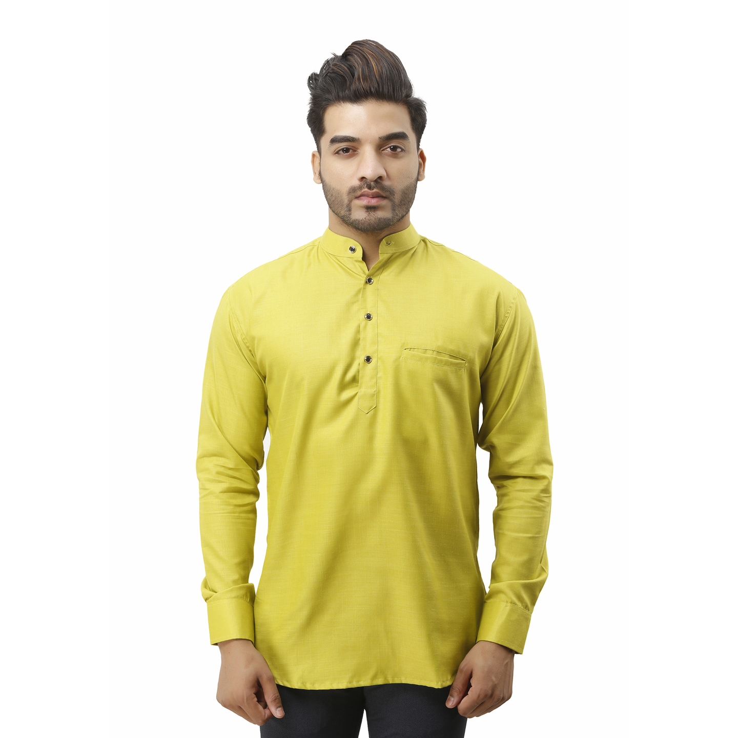 Mens Short Kurta Yellow