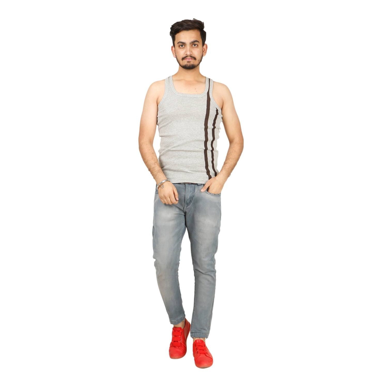 Mens Round Neck Vest Linner Grey Pack of 05 Pcs