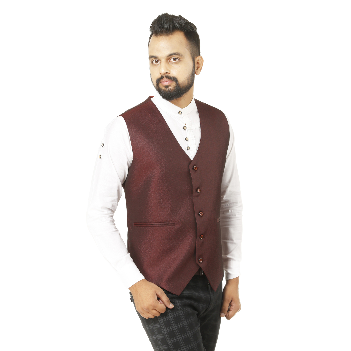 Mens Terry Reyon Waist Coat Maroon