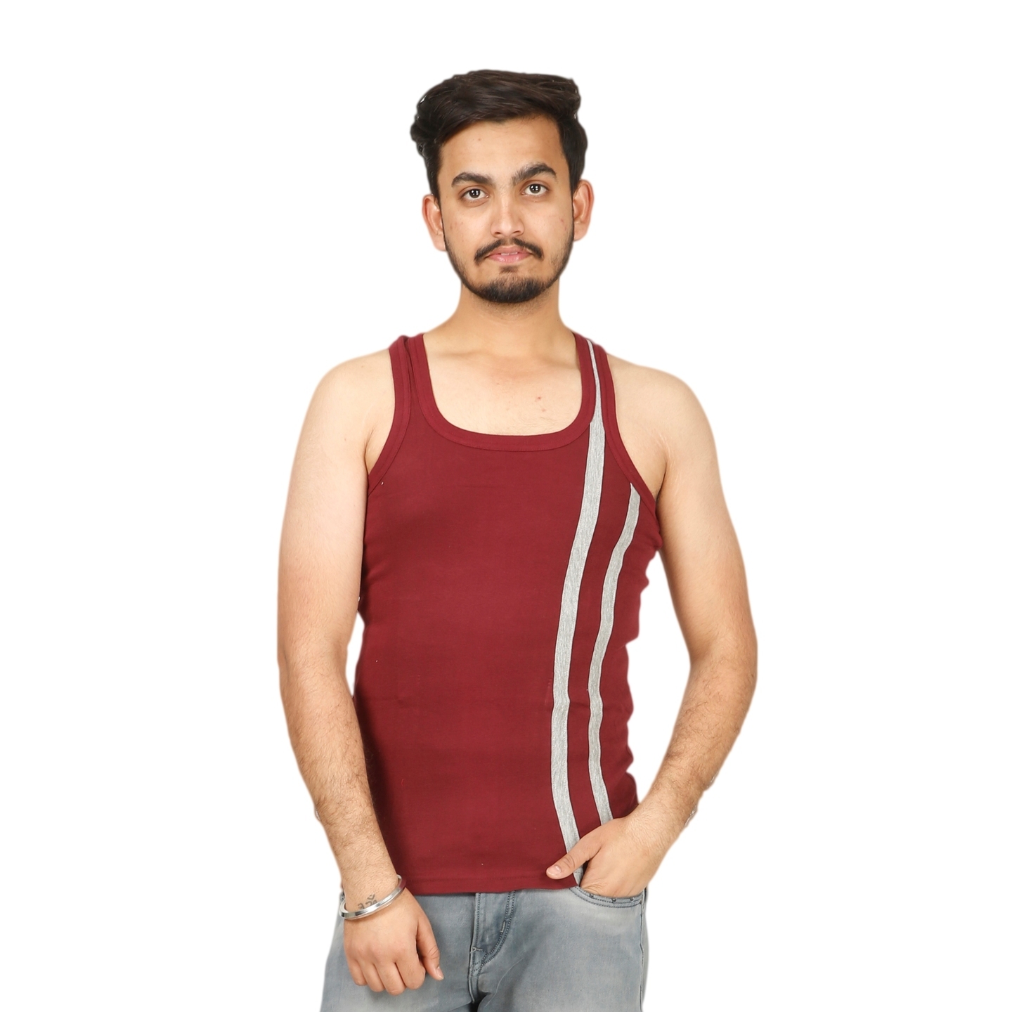 Mens Round Neck Vest Linner Maroon Pack of 05 Pcs