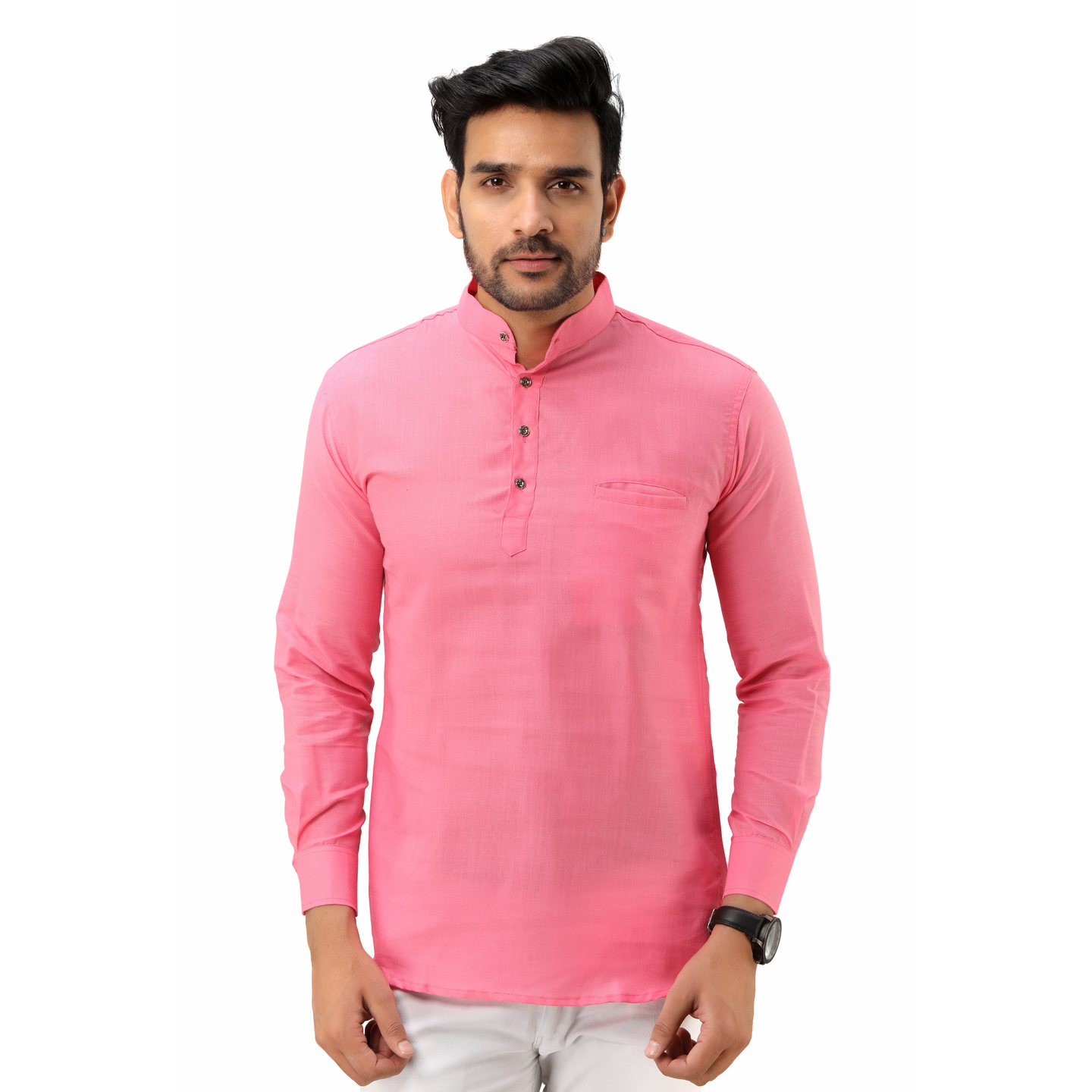 Mens Short Kurta Light Pink