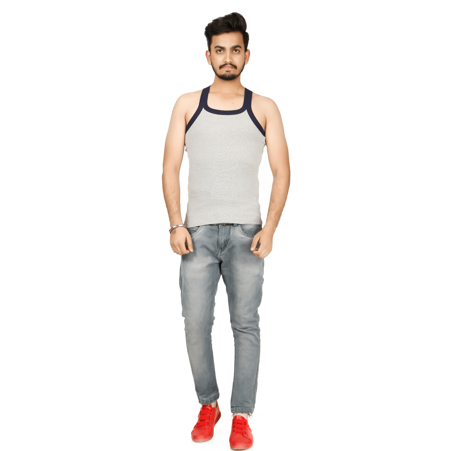 Mens Round Neck Vest Grey Pack of 01 Pcs