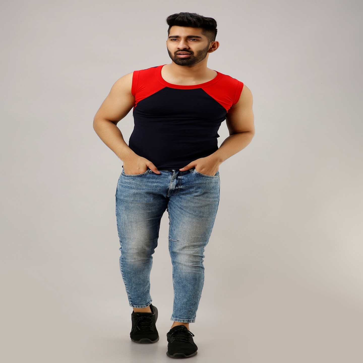 Men's Round Neck Vest Blue (Pack of 01 Pcs)