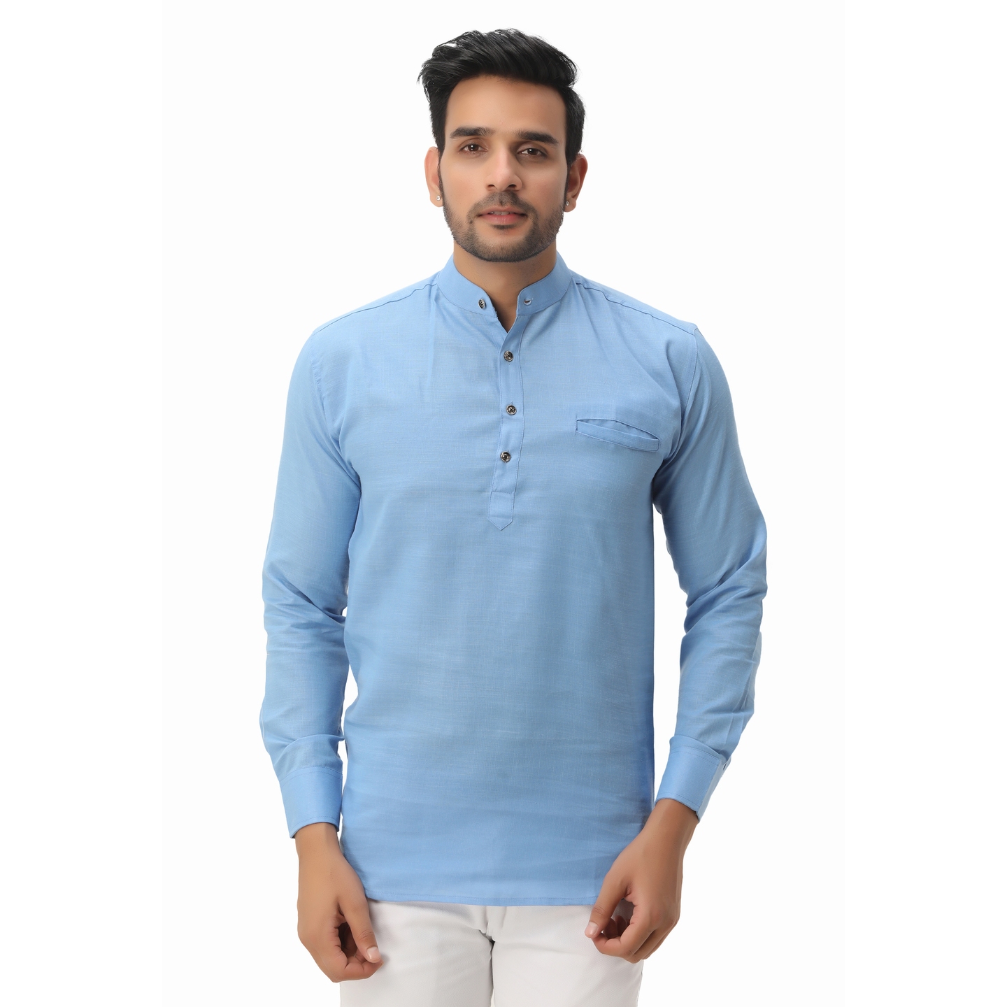 Mens Short Kurta Sky Blue