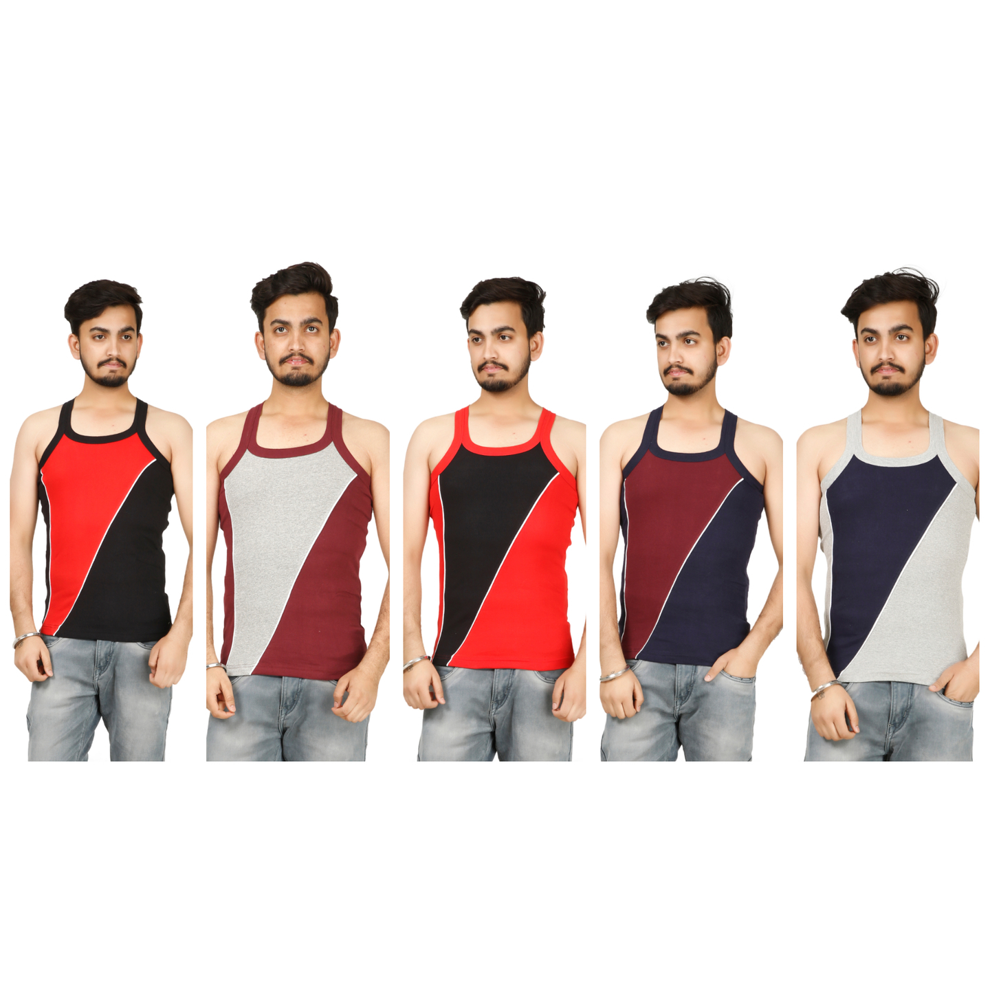 Men's Round Neck Vest Triangulum (Pack Of 5)
