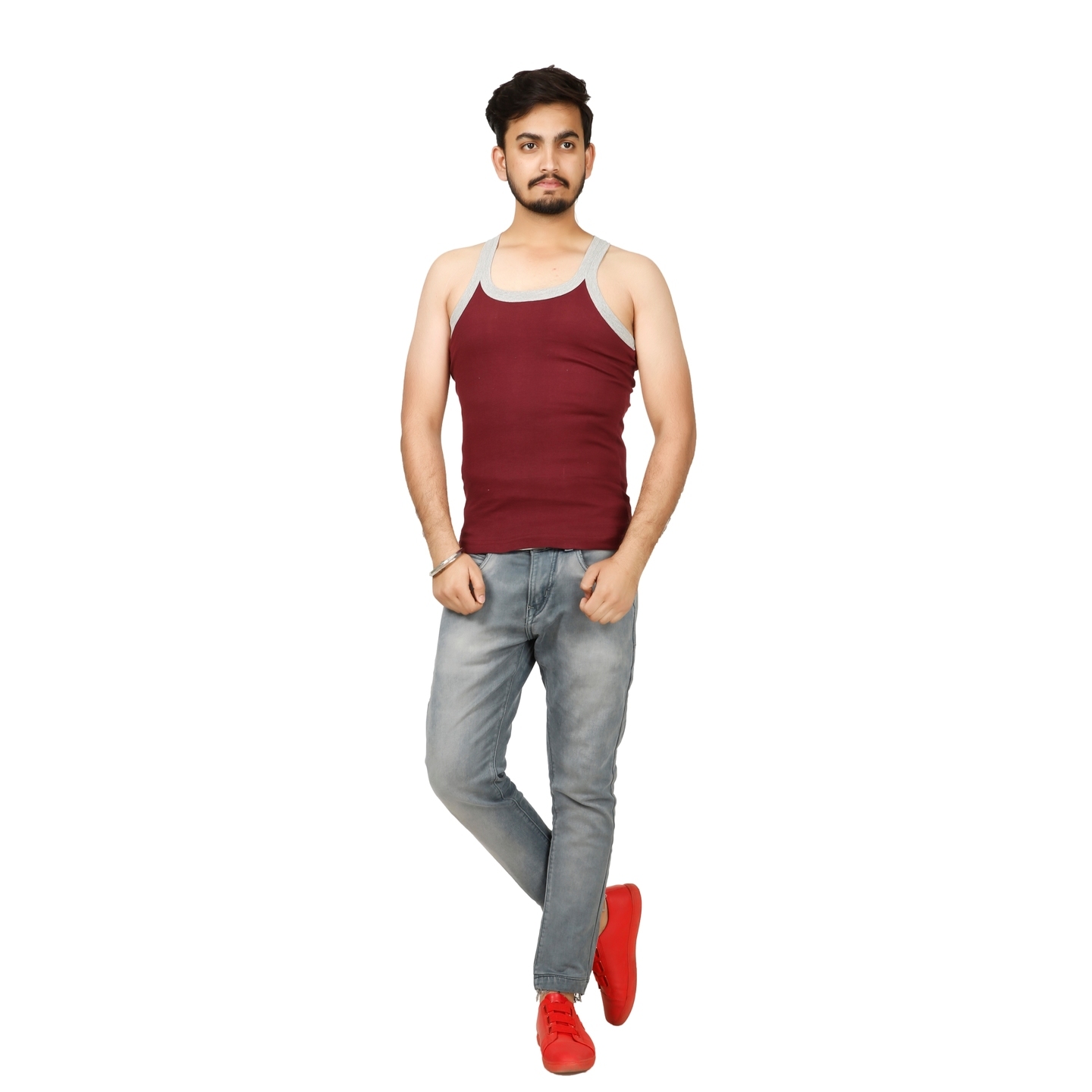 Mens Round Neck Vest Brown Pack of 01 Pcs