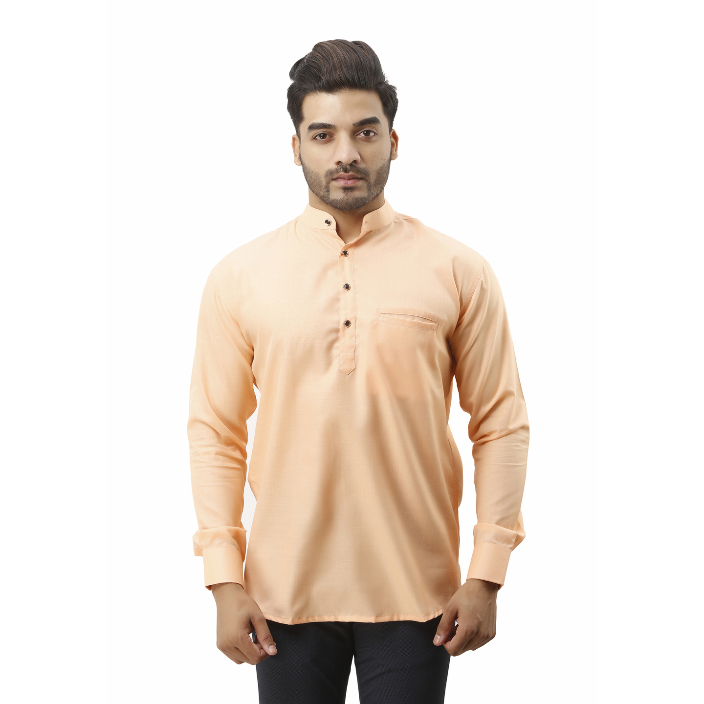 Mens Short Kurta Light Orange