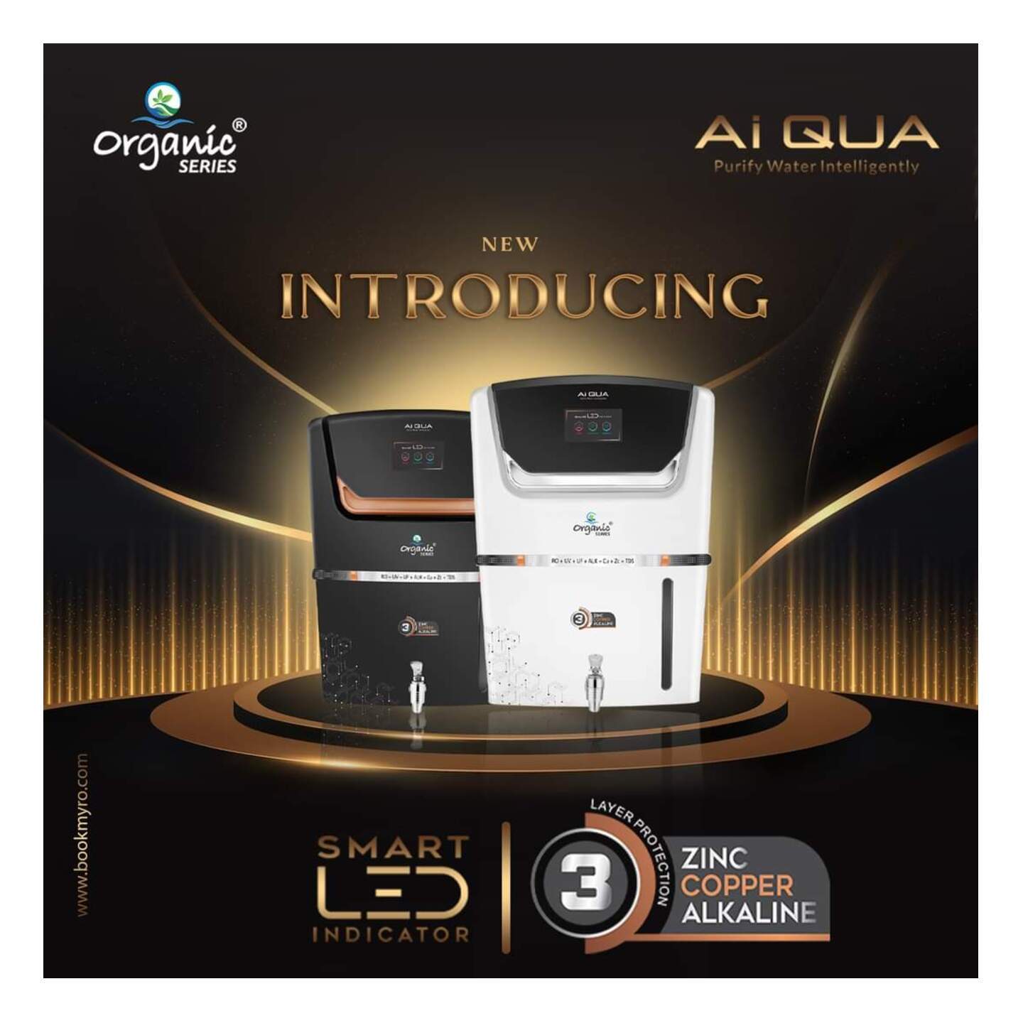 Ro Aiqua Organic 12ltr/h | RO+Uv/Uf+tds+alkaline+copper+zinc+orp| 12 ltr Tank Storage| Treding Look