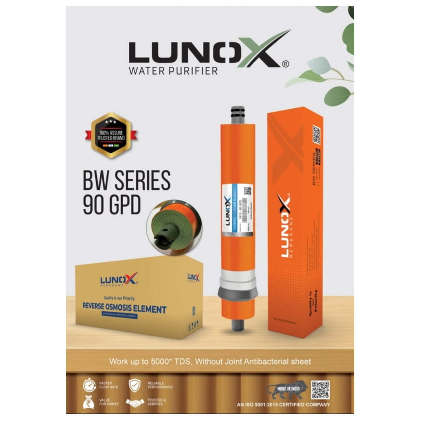 Lunox RO Membrane 90 GPD | Work up to 4000 TDS | Best Quality Membrane | Long Life |