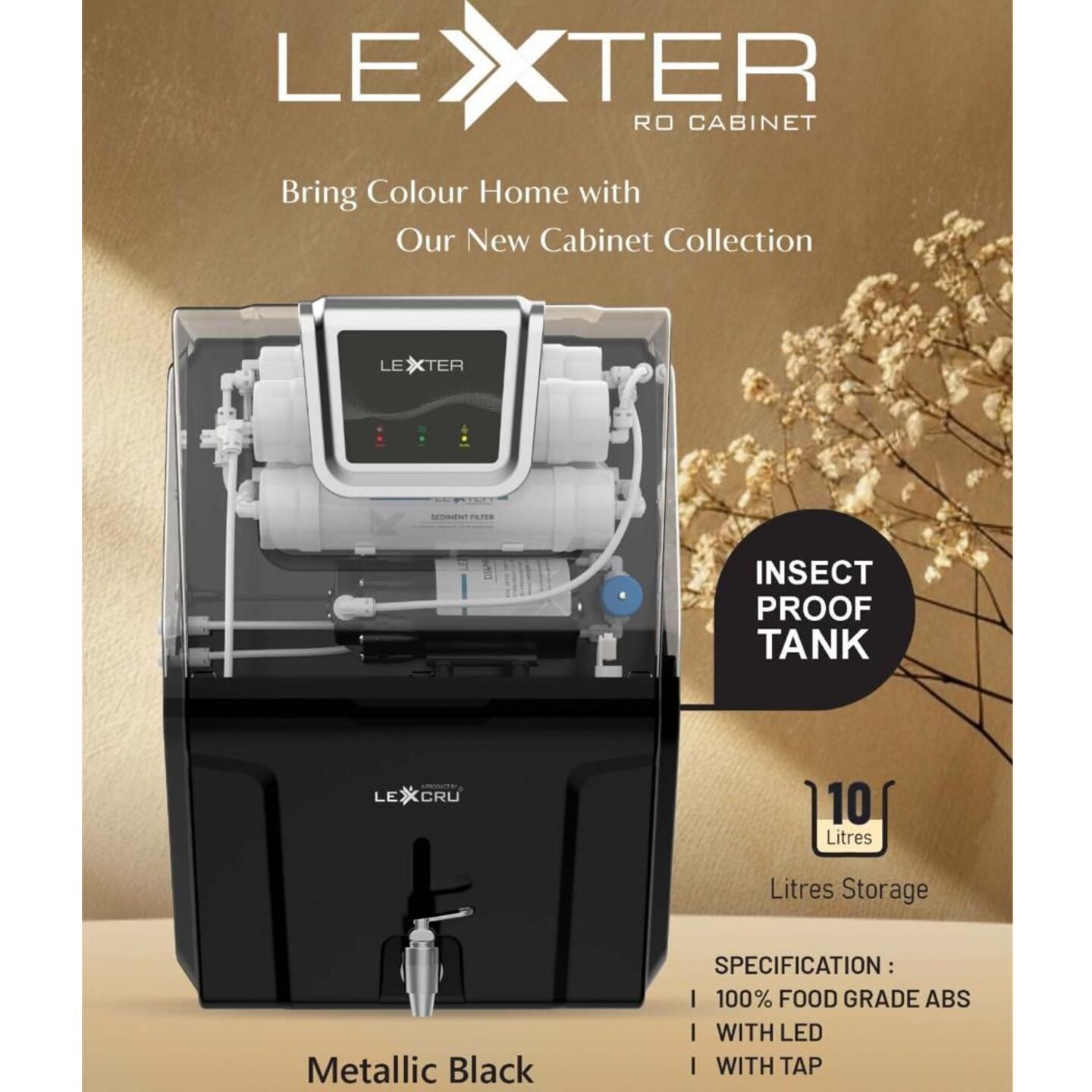 Lexter RO |With LED Indication Latest Smart Filtration Technology (RO+UV+UF+TDS Adjuster)+Copper+Alkaline Technology Water Purifier| Longlife Performance| Heavy Pump | Food Grade Material