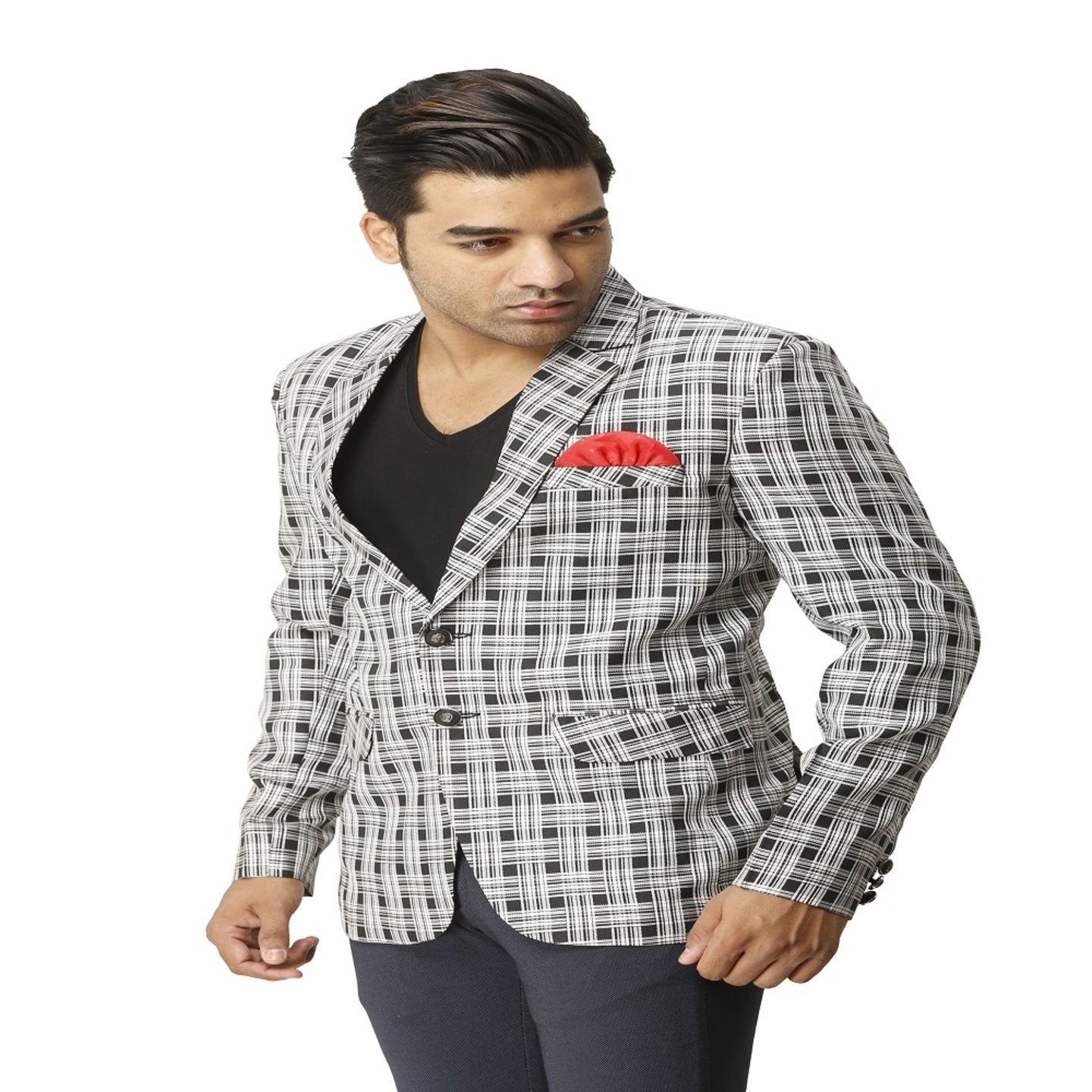 Mens Dashing Little Check Blazer White