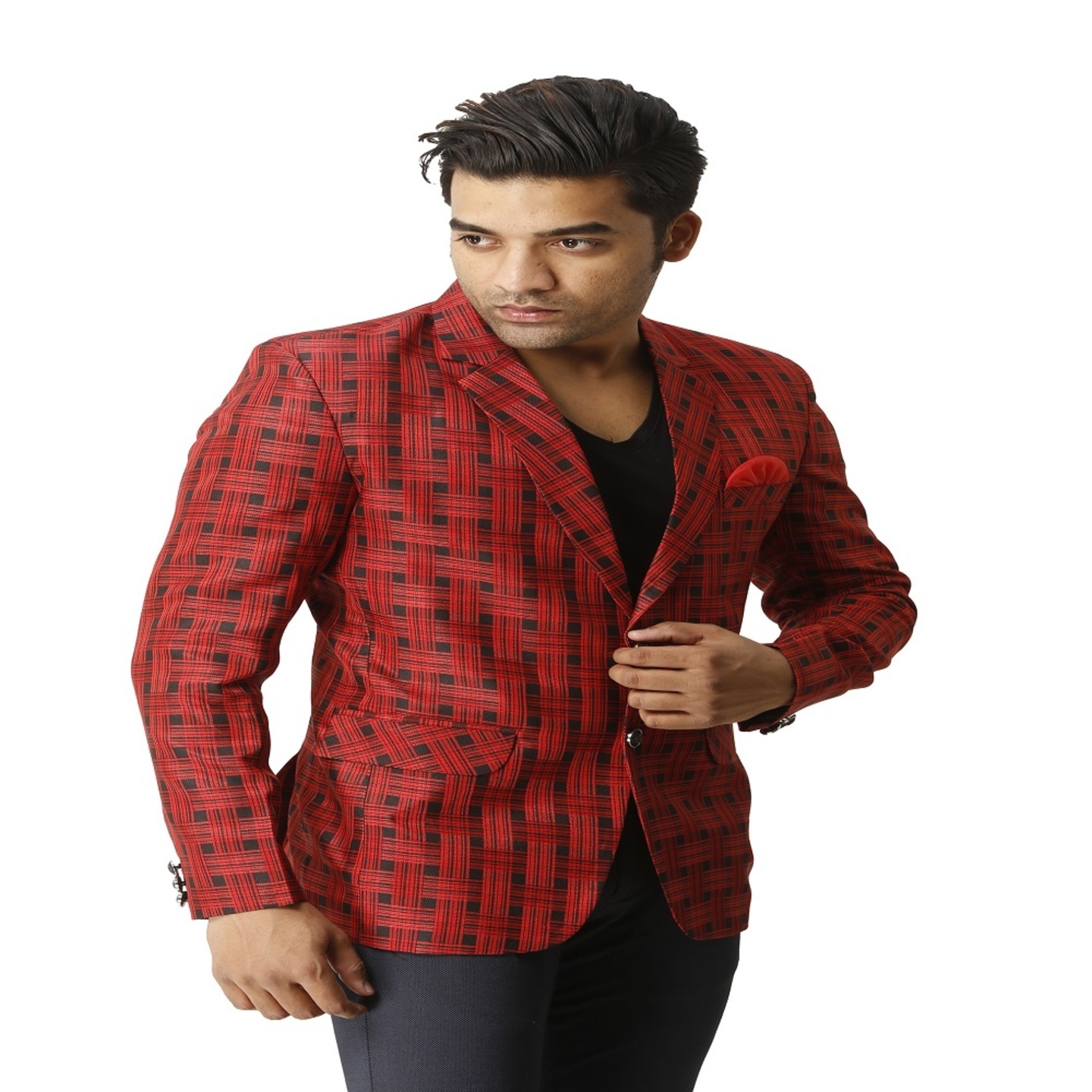 Mens Dashing Little Check Blazer Red