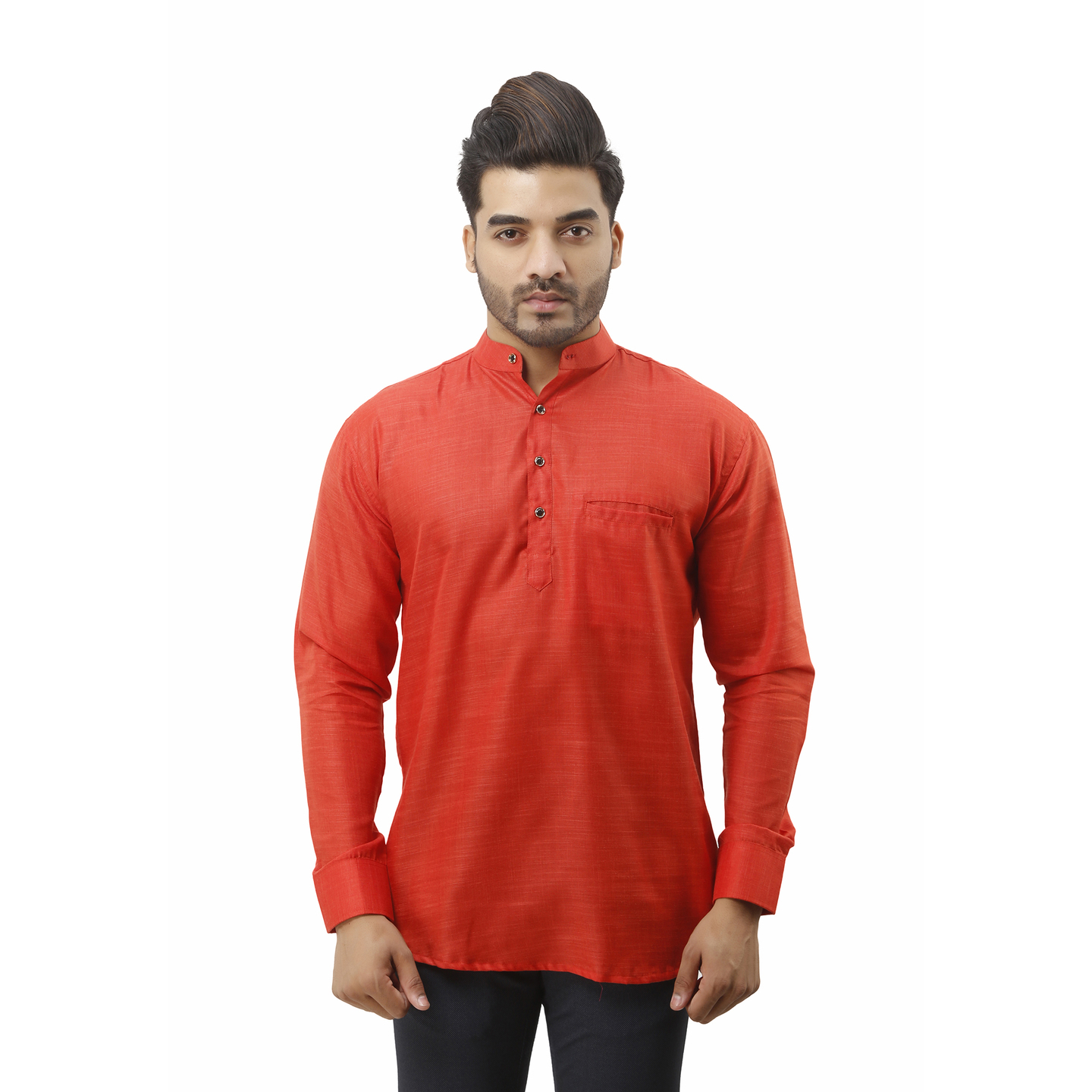 Mens Short Kurta Orange