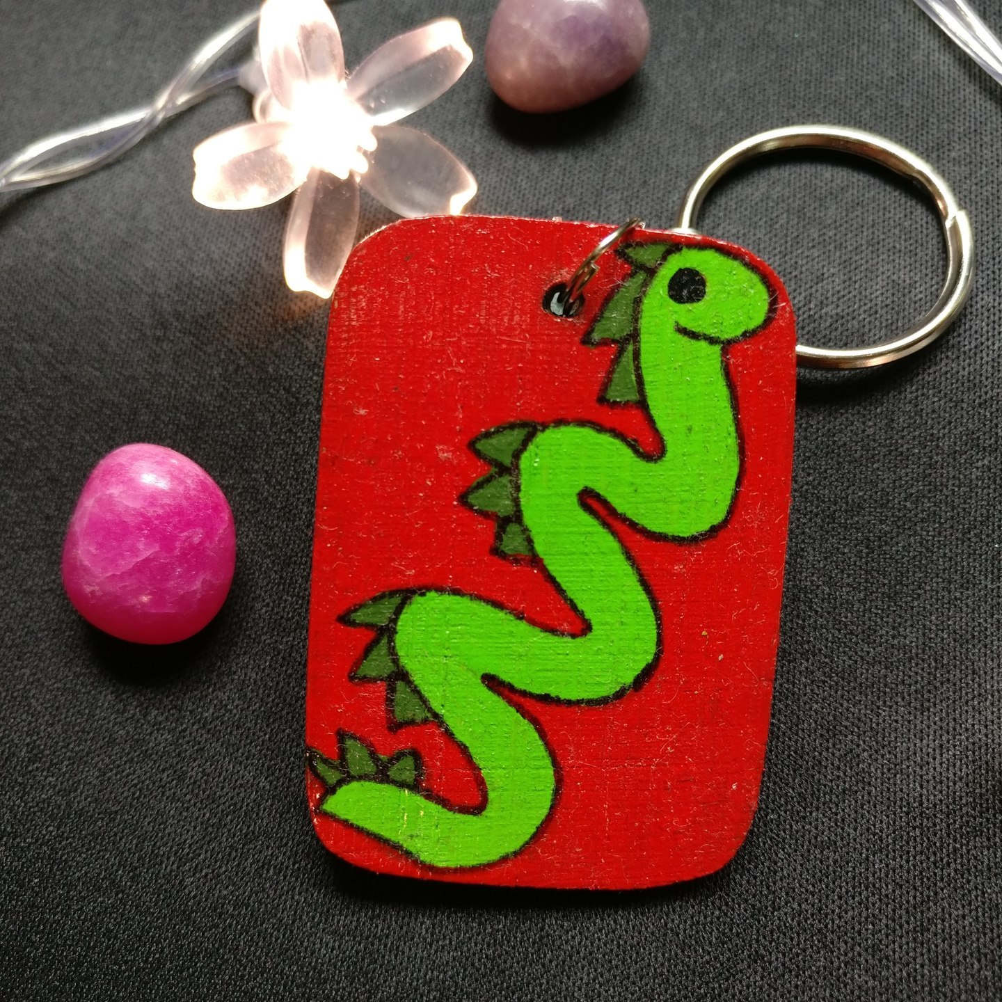 Snake hand painted Bamboo Key-chain