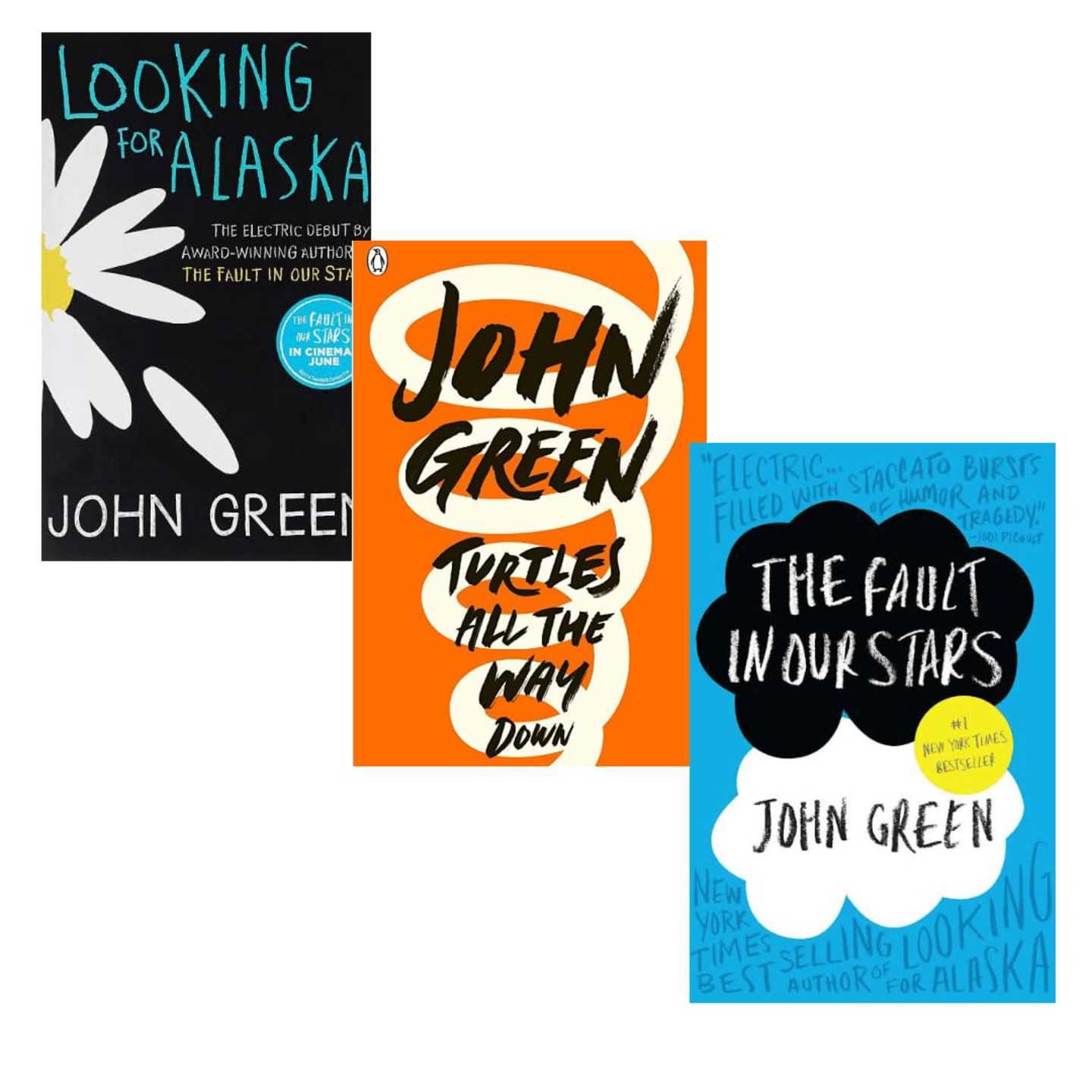 John Green Book Combo Set (Looking for Alaska, Turtles All the Way Down, The Fault in our Stars) - Paperback