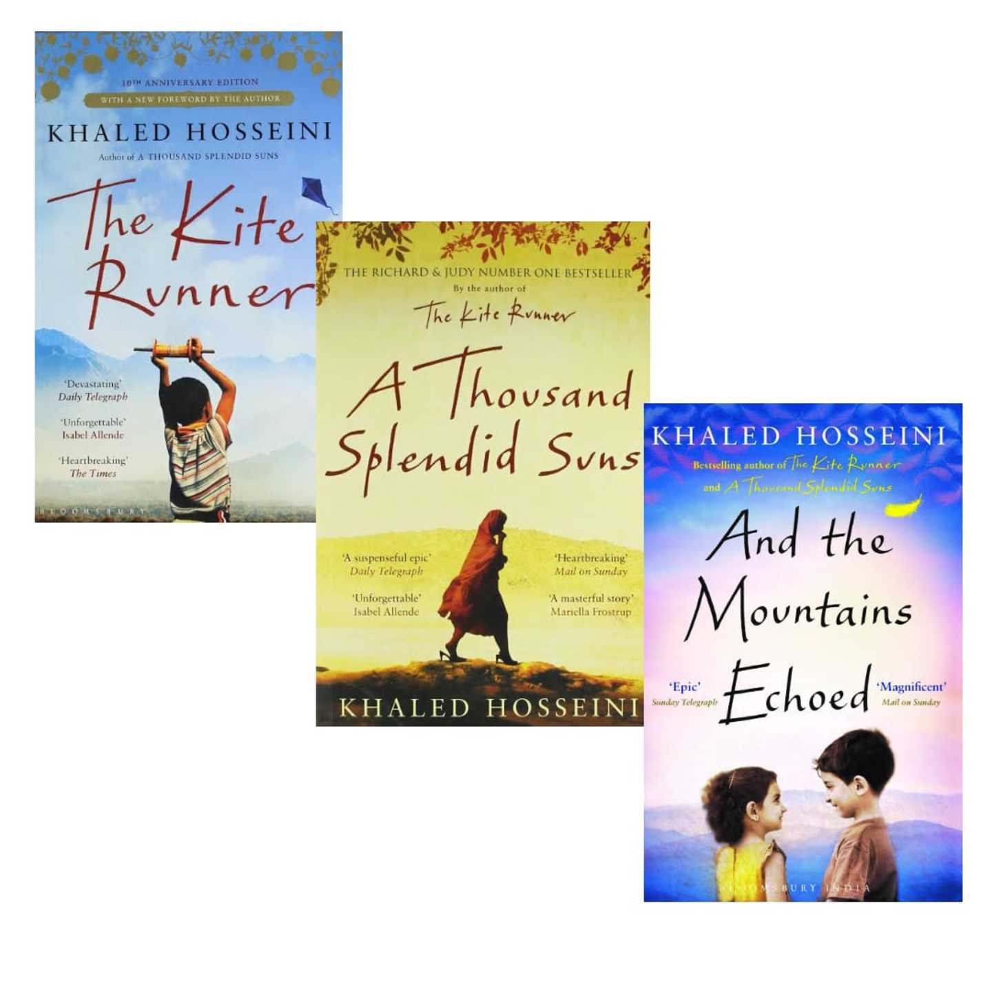 Khaled Hosseini Combo (The Kite Runner, A Thousands Splendid Suns, And The Mountains Echoed) - Paperback