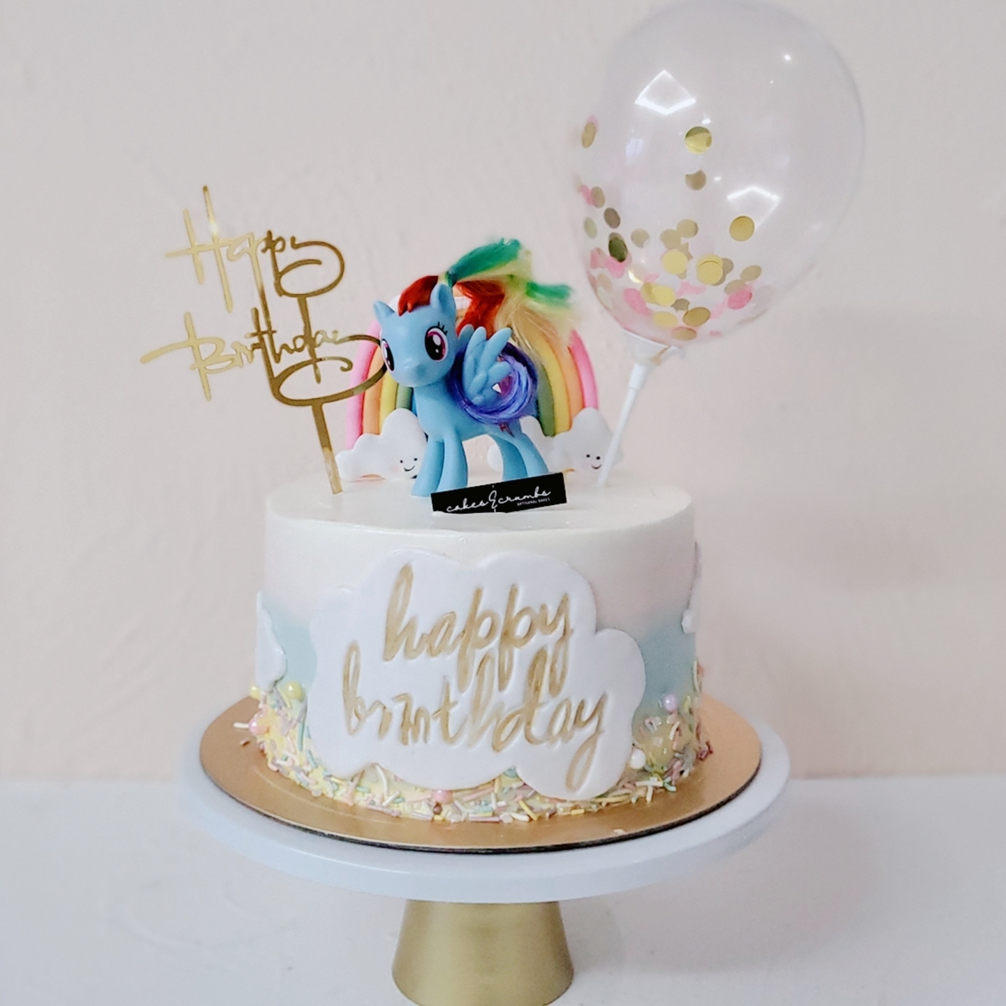 My Little Pony Dash Rainbow Ombre Cake With Confetti Balloon