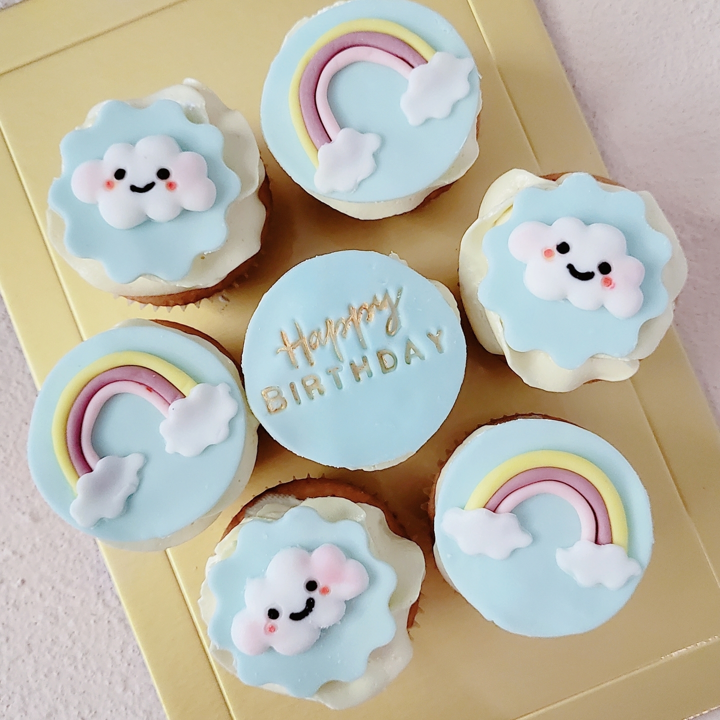 Rainbow & Clouds Themed Cupcakes
