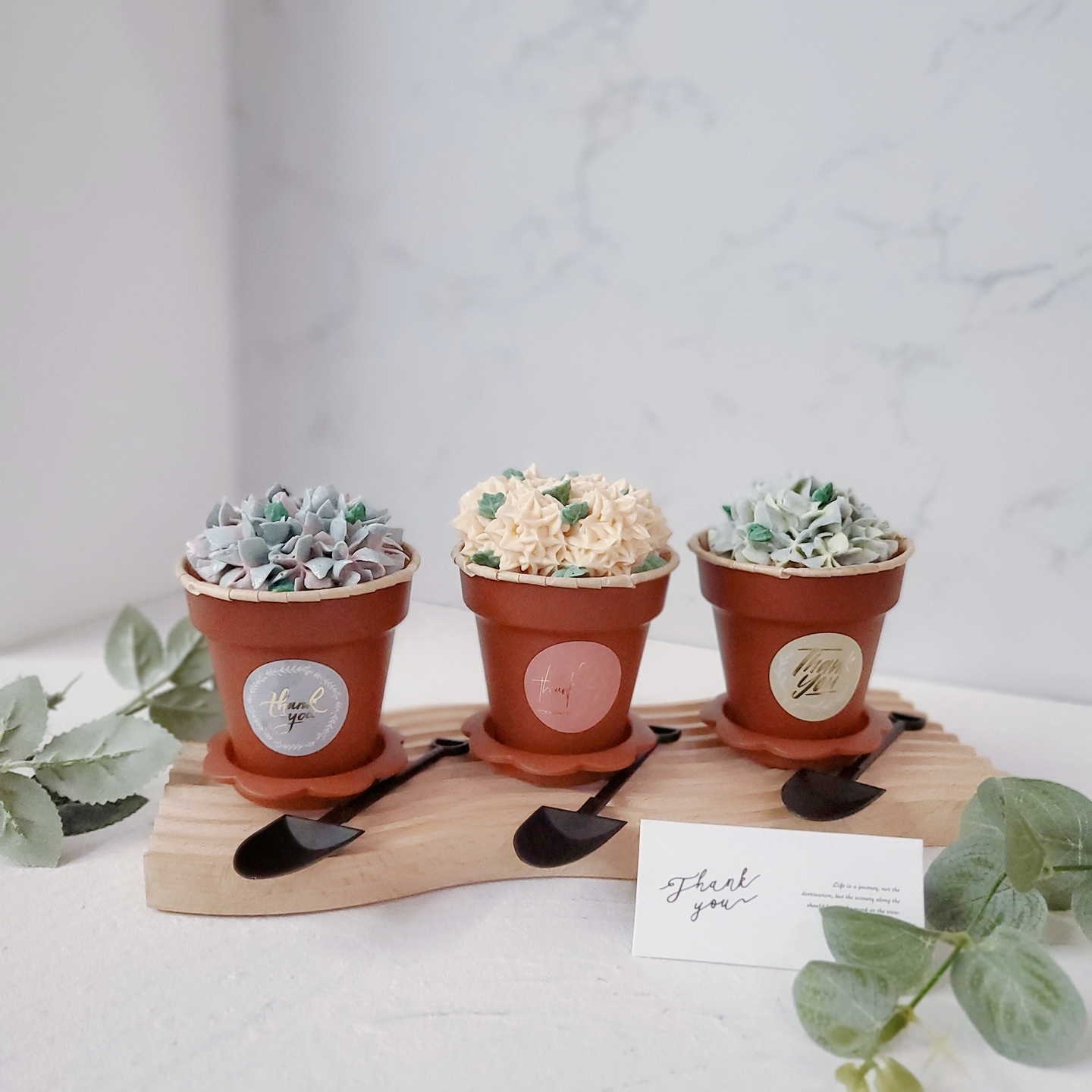 Potted Hydrangea Cupcakes
