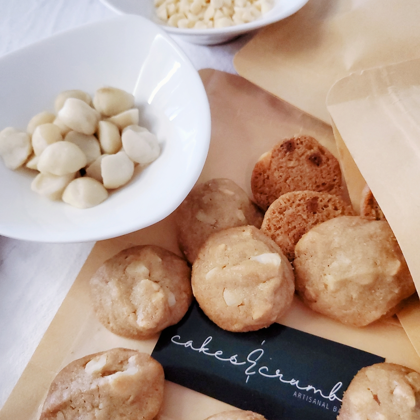 Seriously Addictive Homemade White Chocolate Chip & Macadamia Nuts Cookies In Bag