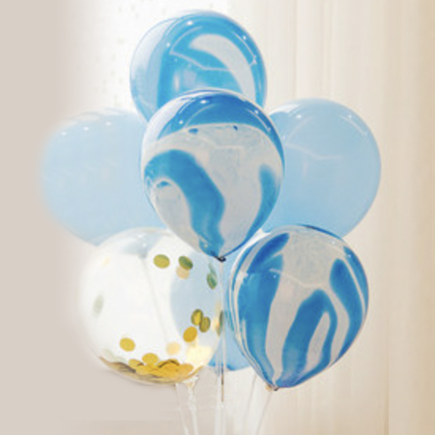 7 Pc Balloons Stand Set In Marble Blue