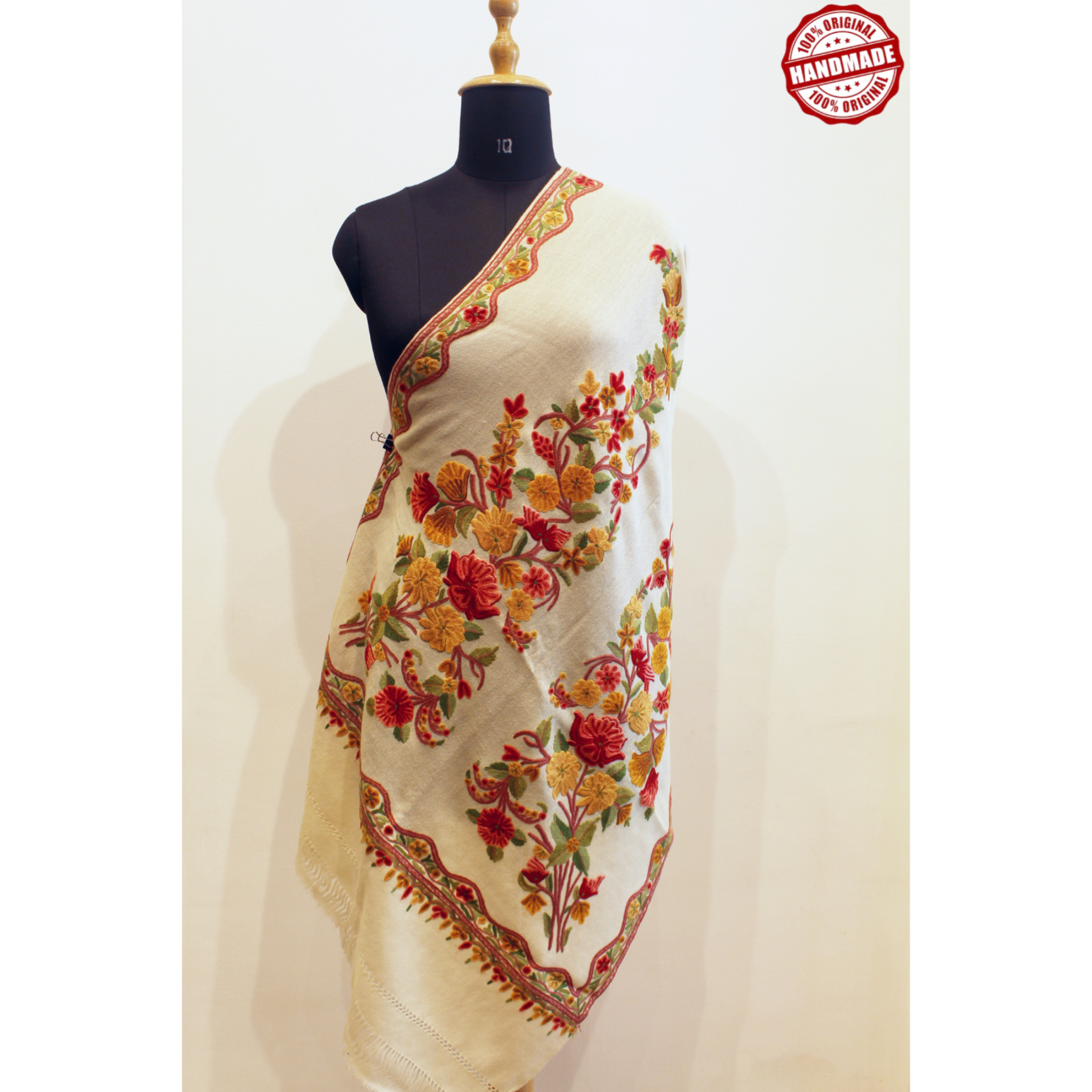 womens handwork stole white