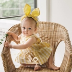 2ND RESTOCK Big Ribbon Yellow Check Baby Blouse
