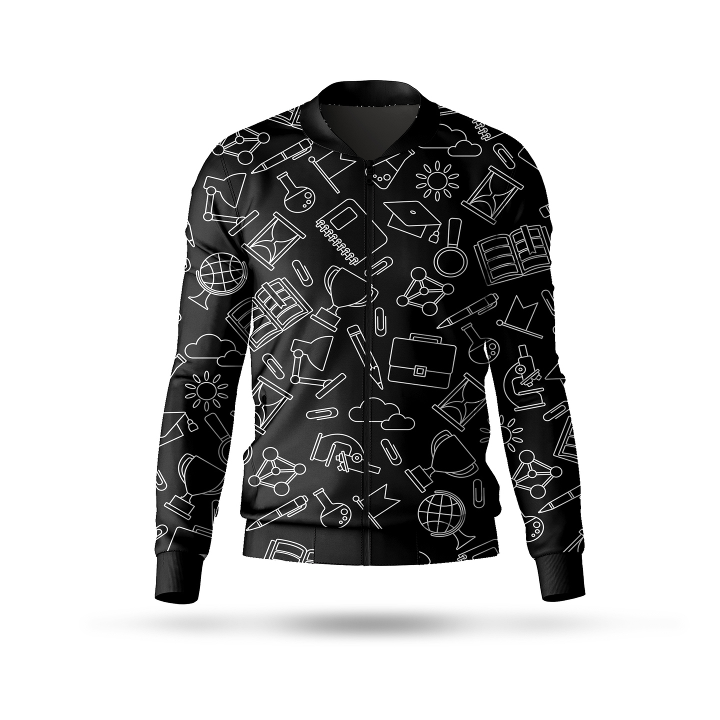 Bomber Jacket - Black White Abstract