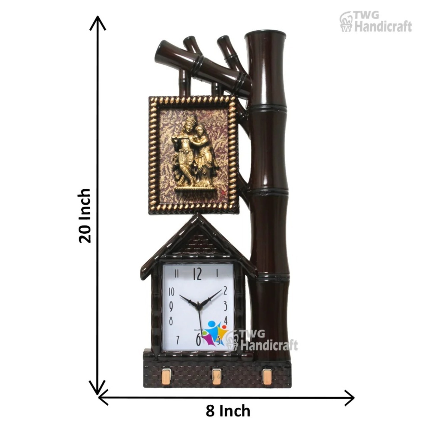 Radha Krishna Wall Hanging Clock Frame 20 Inch ( 51 cm ) - 21X0180A