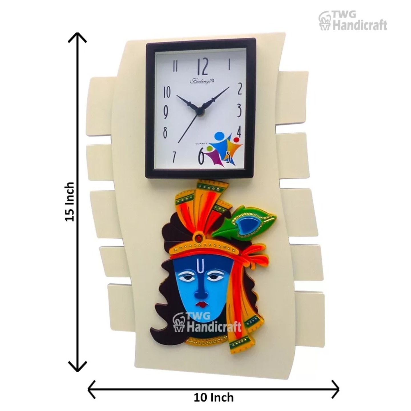 Krishna Wall Hanging Clock Frame 15 Inch ( 38.5 cm ) - 21X0098I000XTHS