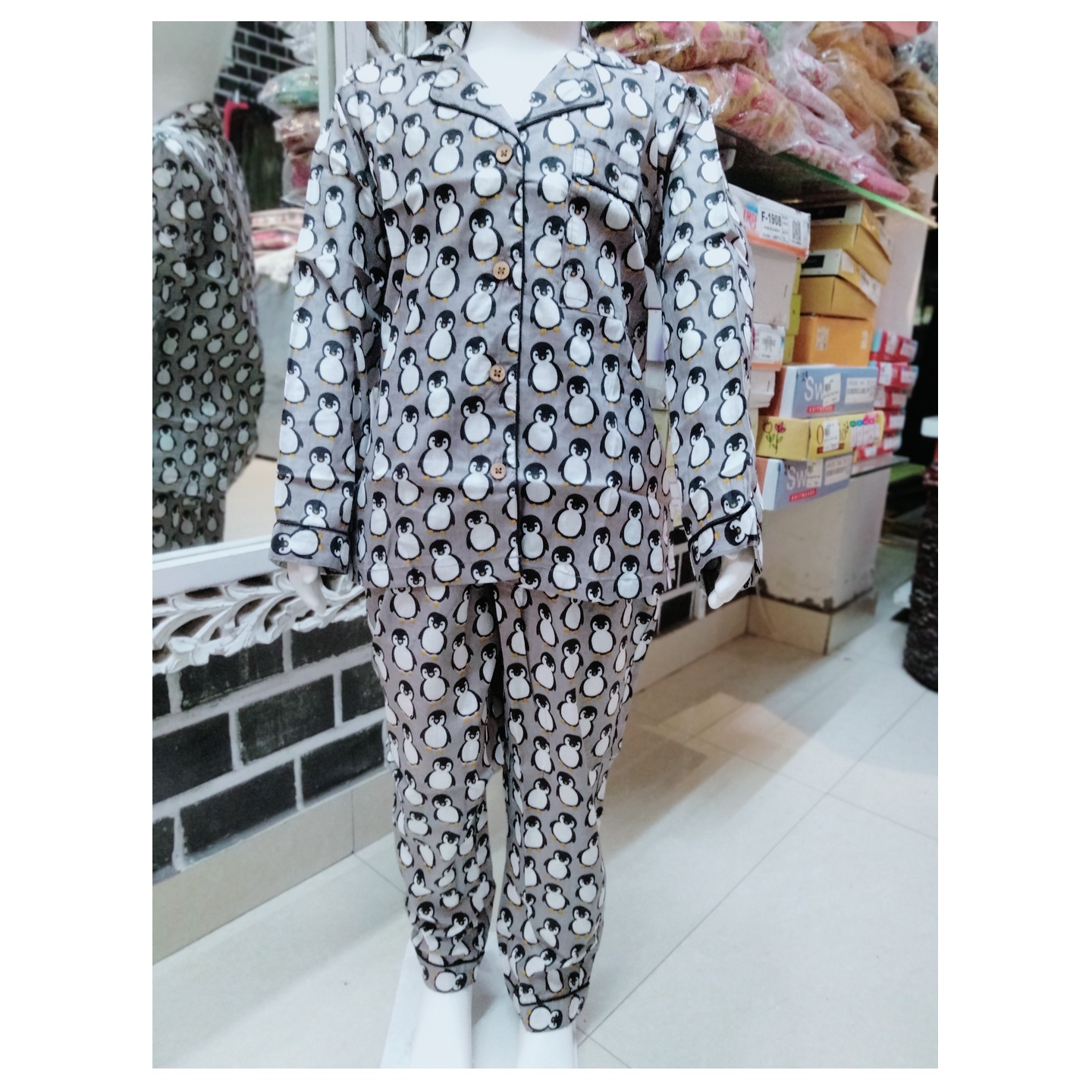 KIDS PENGUIN PRINT COLLARED NIGHT WEAR