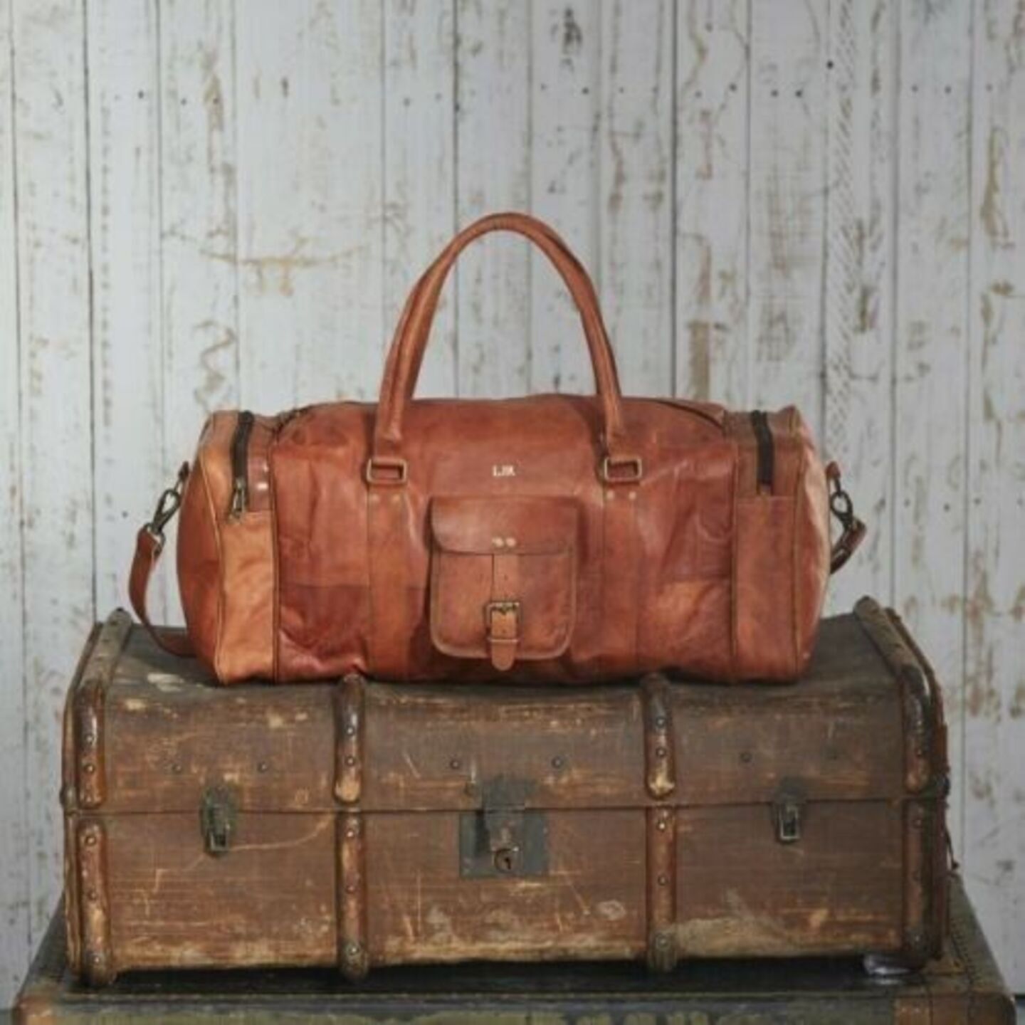Men's Gym Goat Leather Luggage Travel Genuine Vintage Duffle Bag
