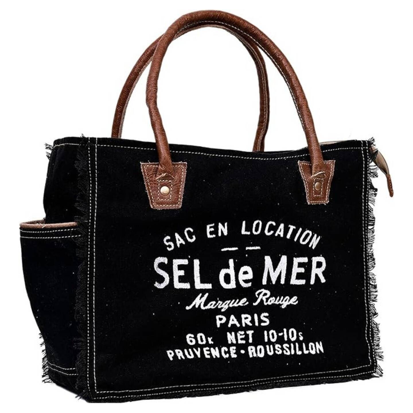 Navya Bags Sel De Mer Upcycled Canvas Hand Bag Upcycled Canvas & Cowhide Tote Bag