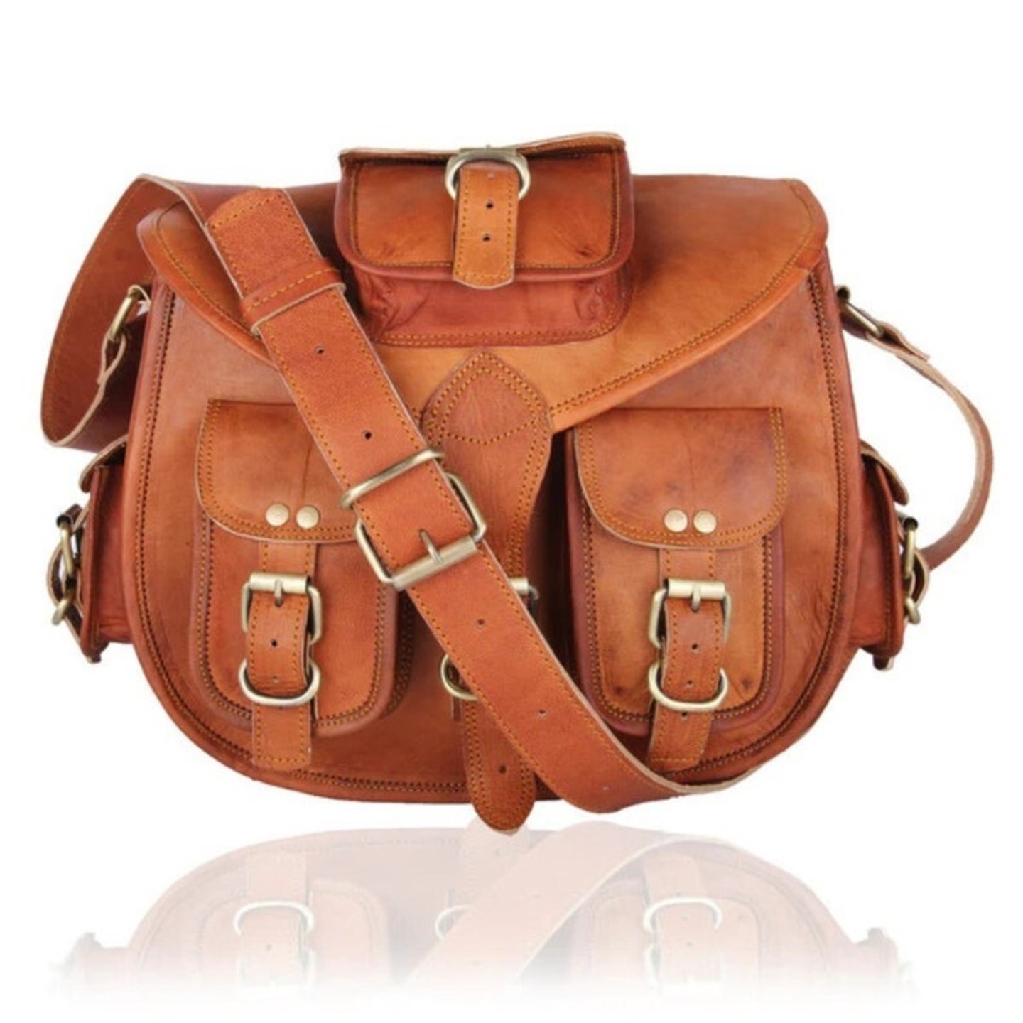 The Charmika-Handmade Vintage Genuine Goat Leather Crossbody Woman Bag