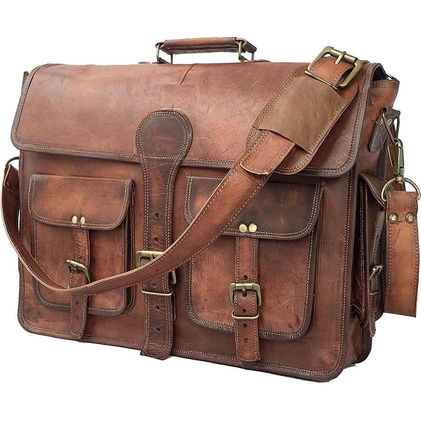 15 Inch Vintage Handmade Leather Messenger Bag for Laptop Briefcase Best Computer Satchel Distressed Bag