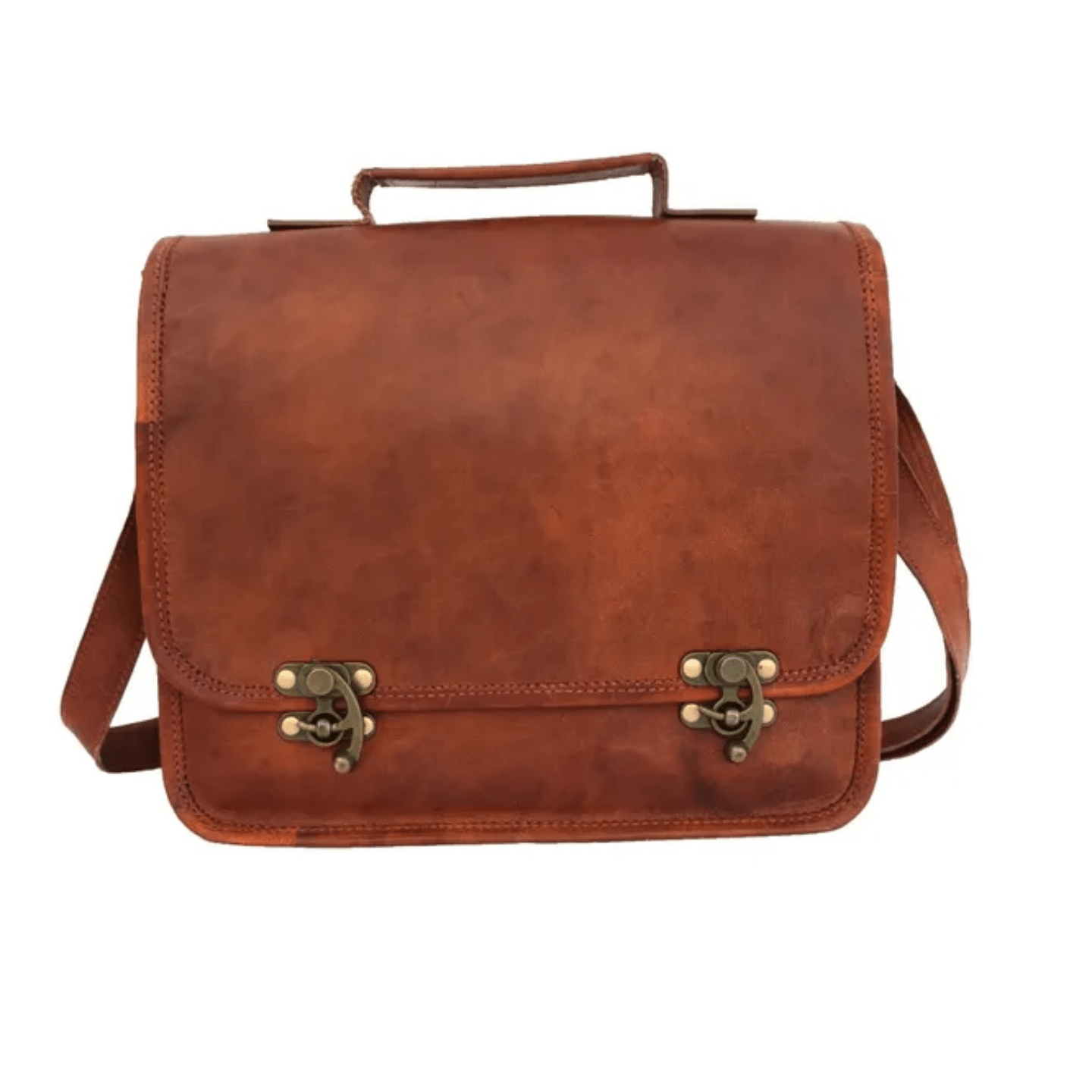 Goat Leather Satchel Messenger Bag iPad/Tab Handbag Crossbody Sling Bag 11 In