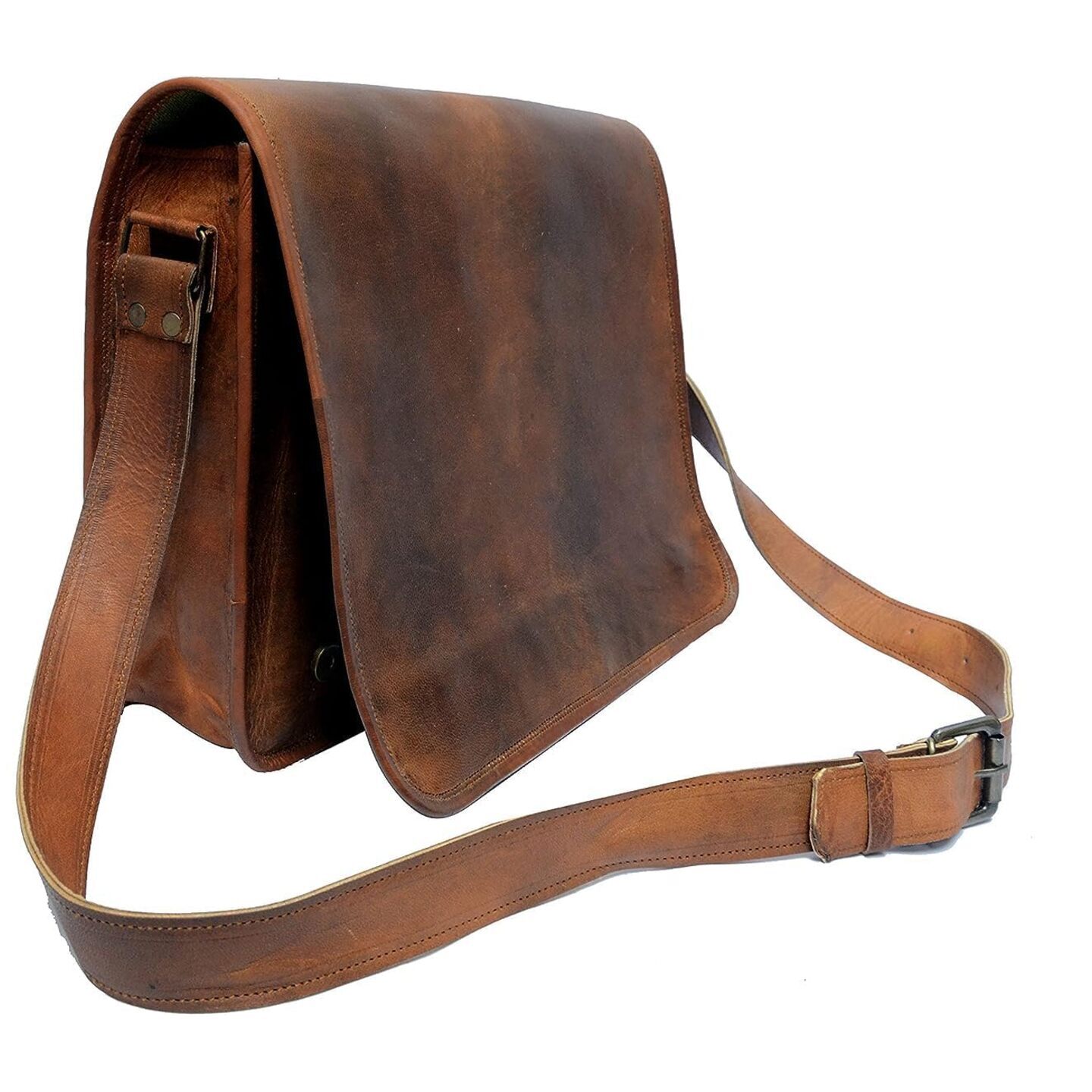 Handmade Leather Messenger Bag for Laptop - Briefcase Satchel for Men and Women - Padded Satchel Laptop Bag