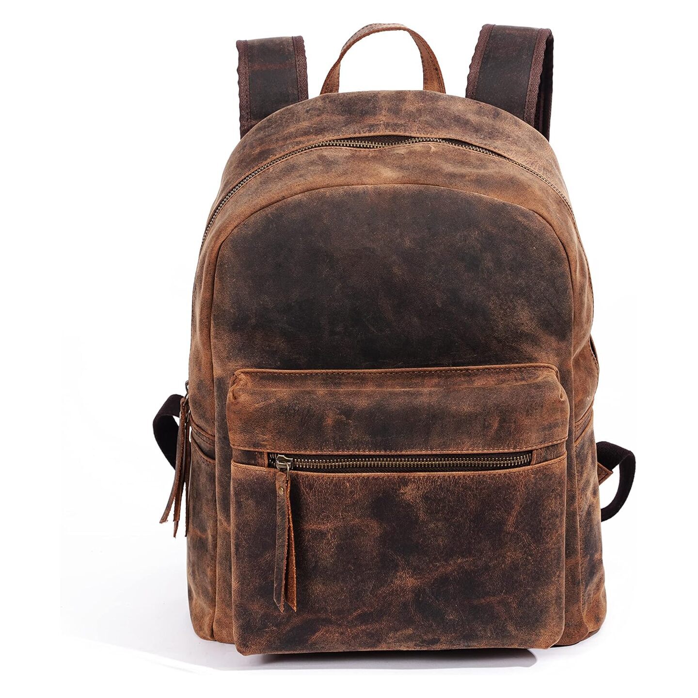17 inch Leather gifts for him accessories mens valentines gift backpack rucksack laptop bag, travel college hiking travel shoulder camping bag for women & men
