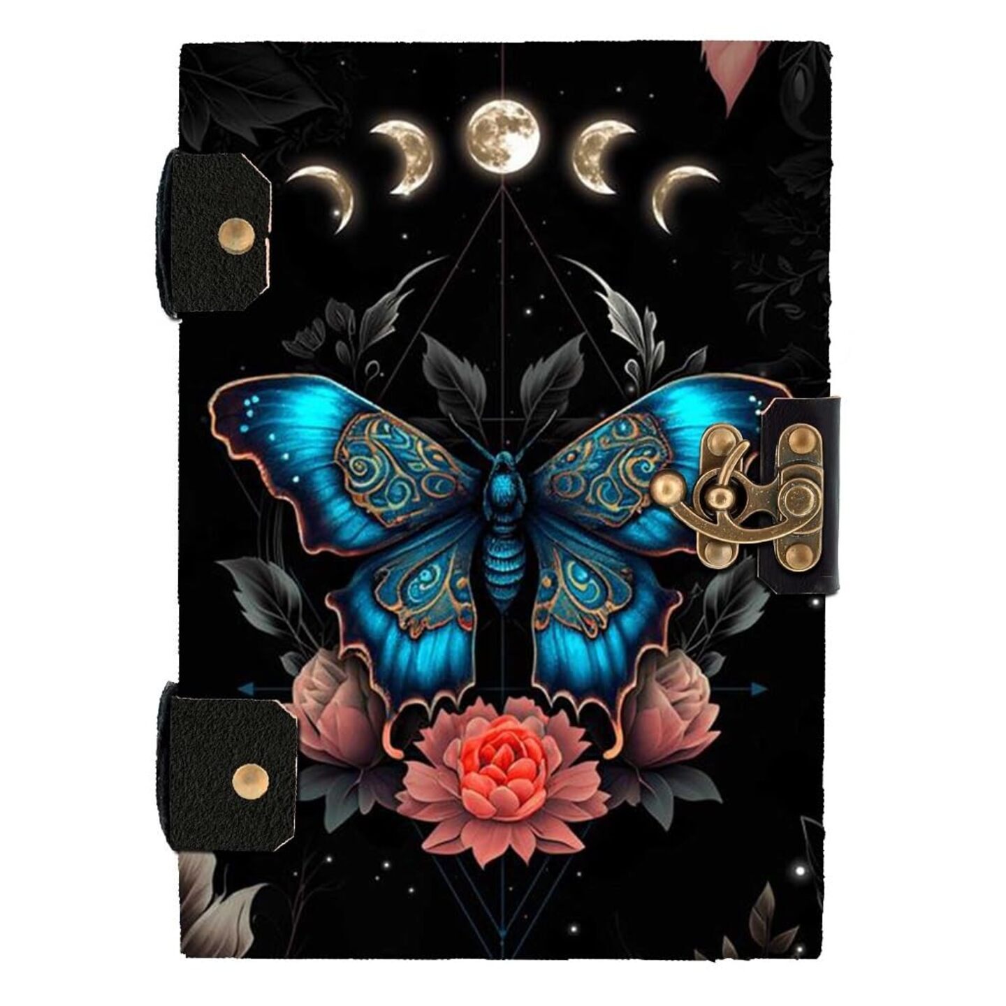 Handmade Printed Cardboard Journal Diary with Buckle Lock Unruled 200 Pages Notepad Sketchbook Personal Diaries for Men and Women