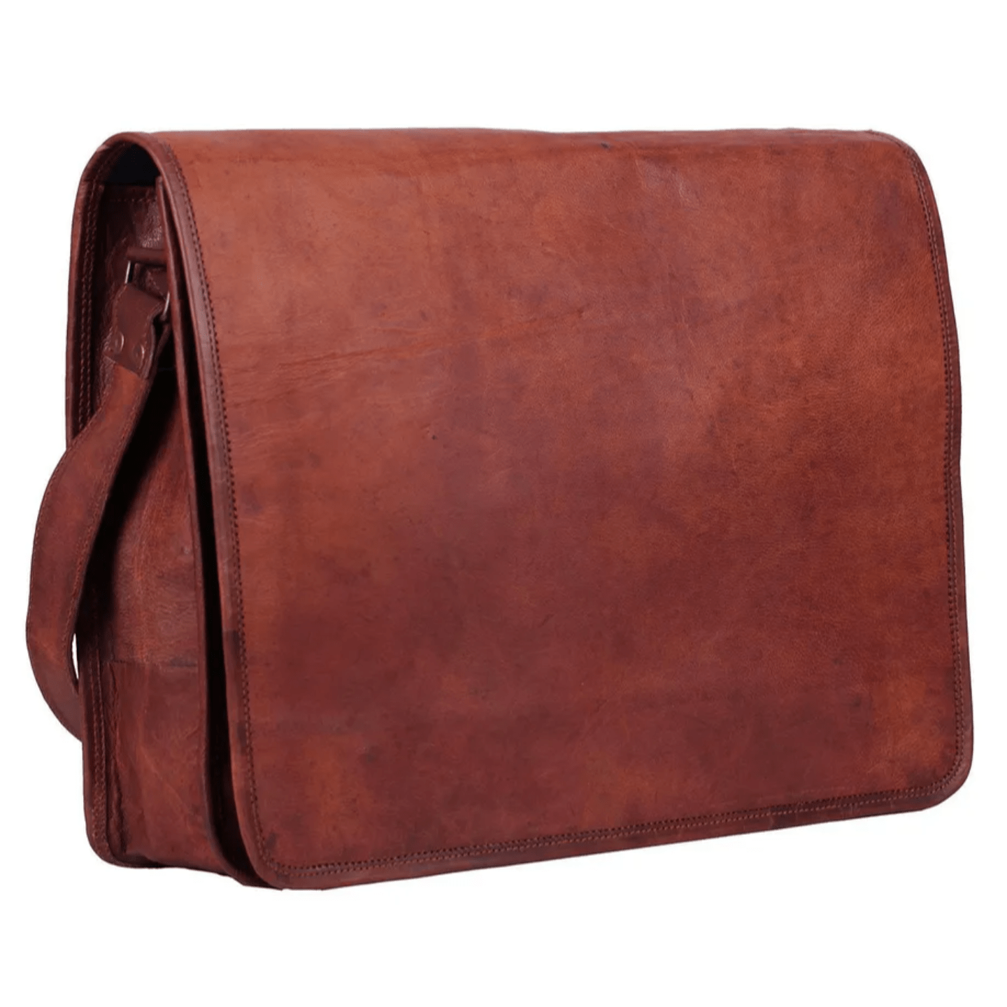 Bag Goat Leather Men New Vintage Brown S Messenger Laptop Shoulder Briefcase