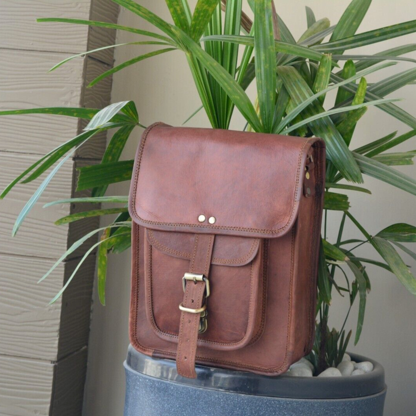 Men leather bag shoulder crossbody i-pad messenger satchel real goat leather 11