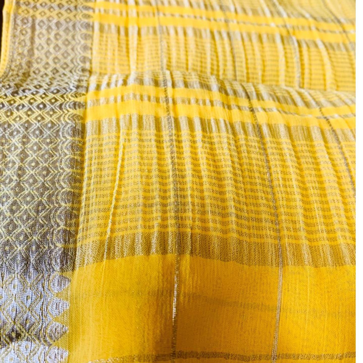 Yellow Chiffon Saree