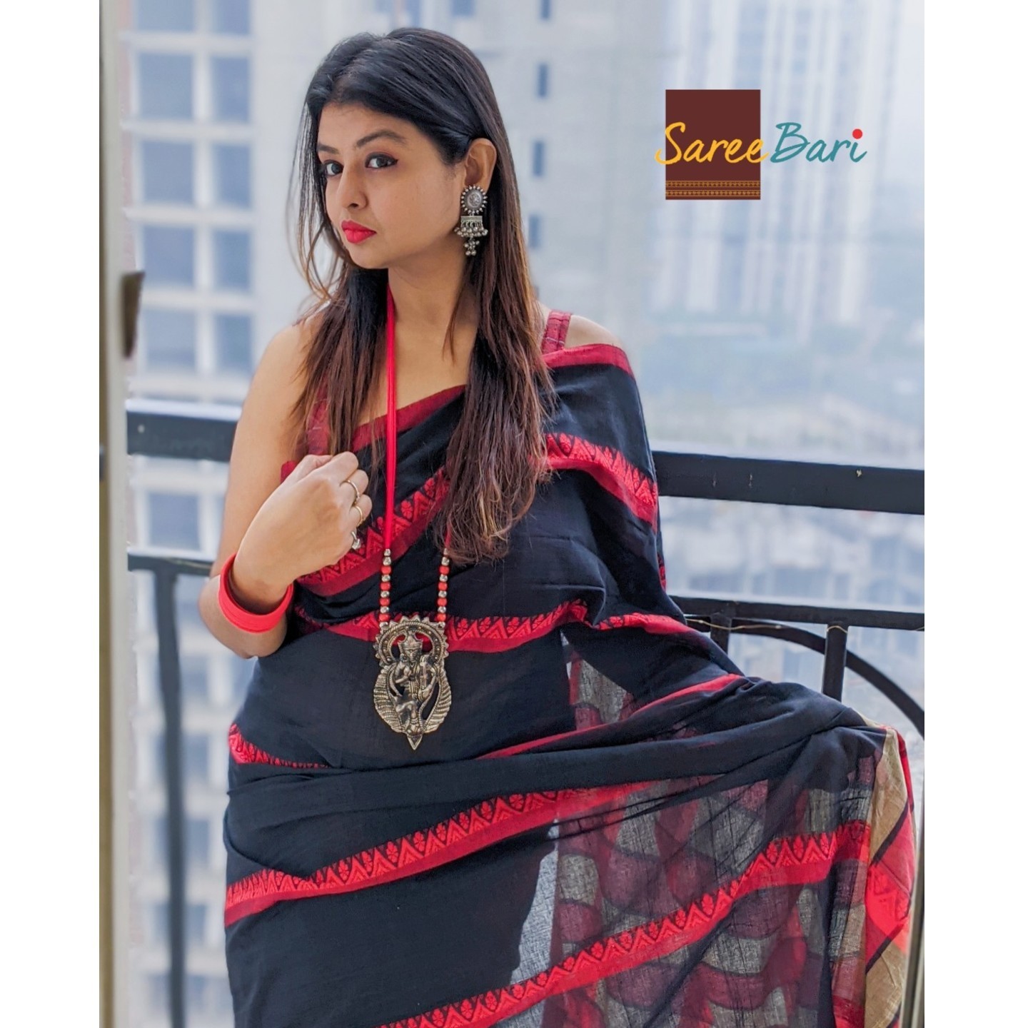 Bengal Handloom Charcoal Black Saree