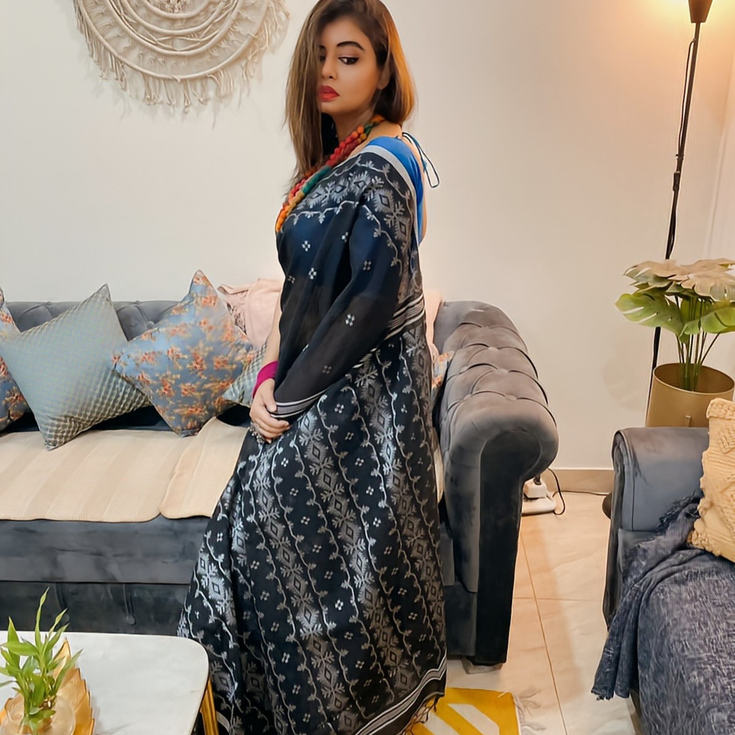 Bengal Handloom Charcoal Black Saree