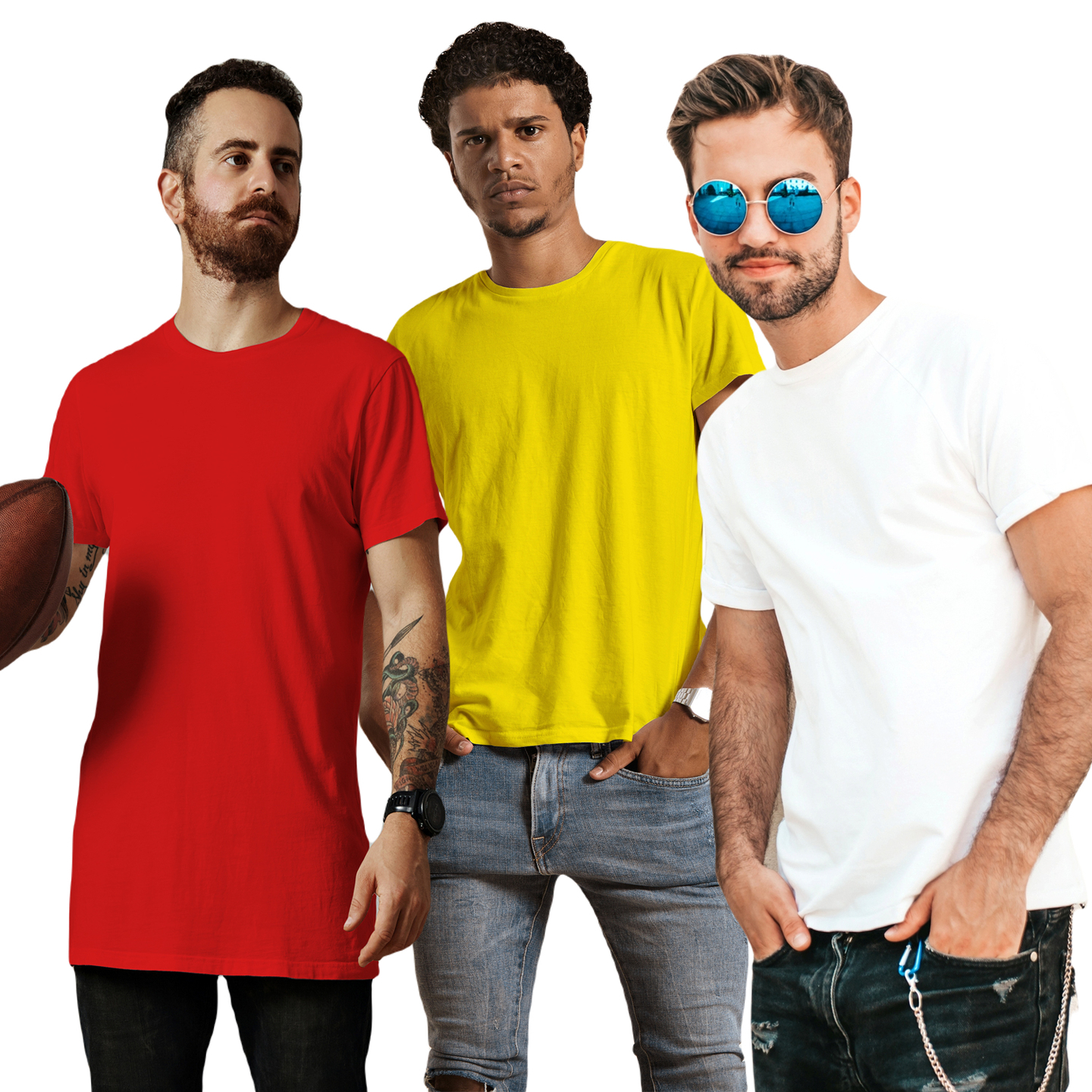 Wowsome Wish Tees - Your 3 - Professional Tees Combo - Red,Yellow,White