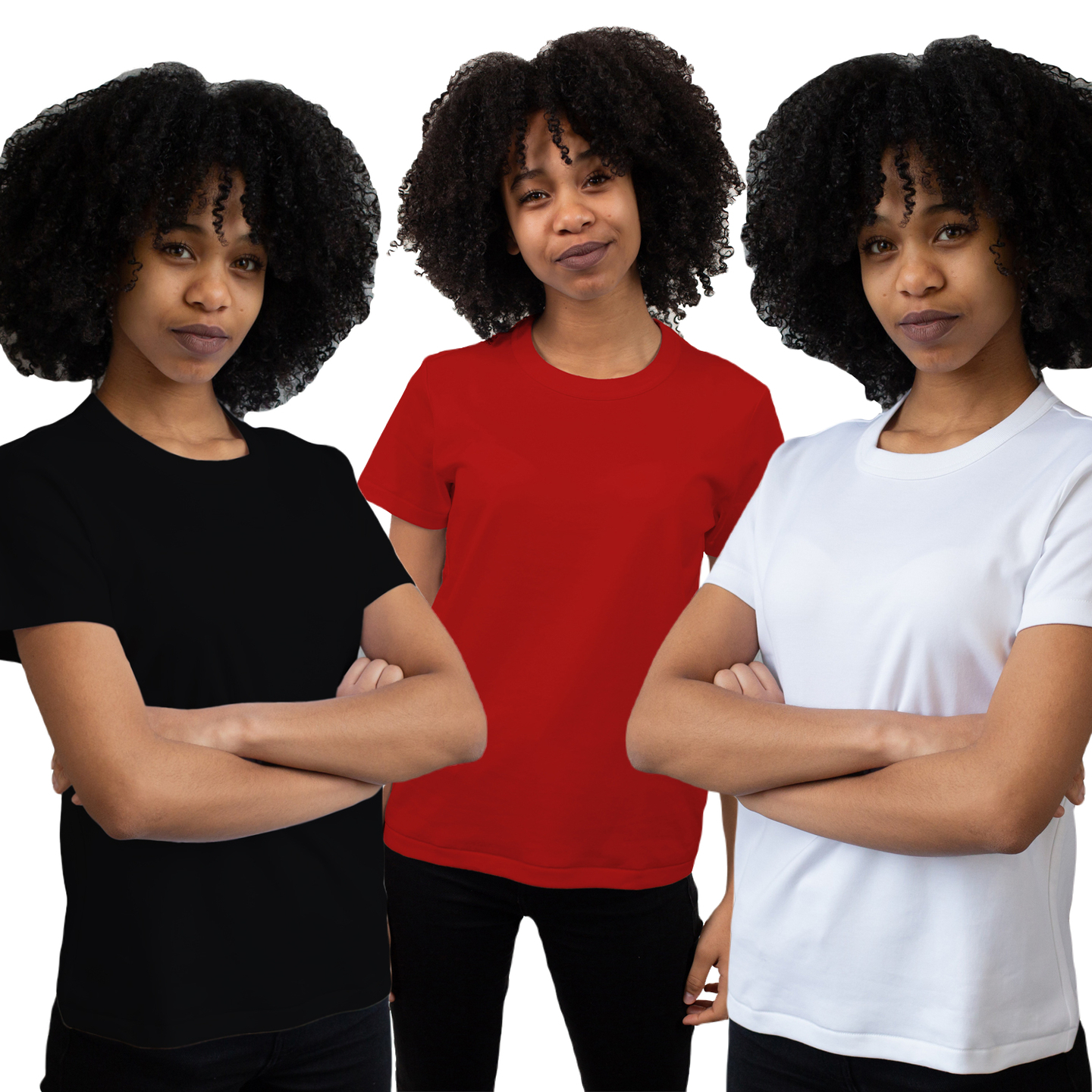 Wowsome Wish Womens Tees - Your 3 - Professional Tees Combo - Black,Red,White